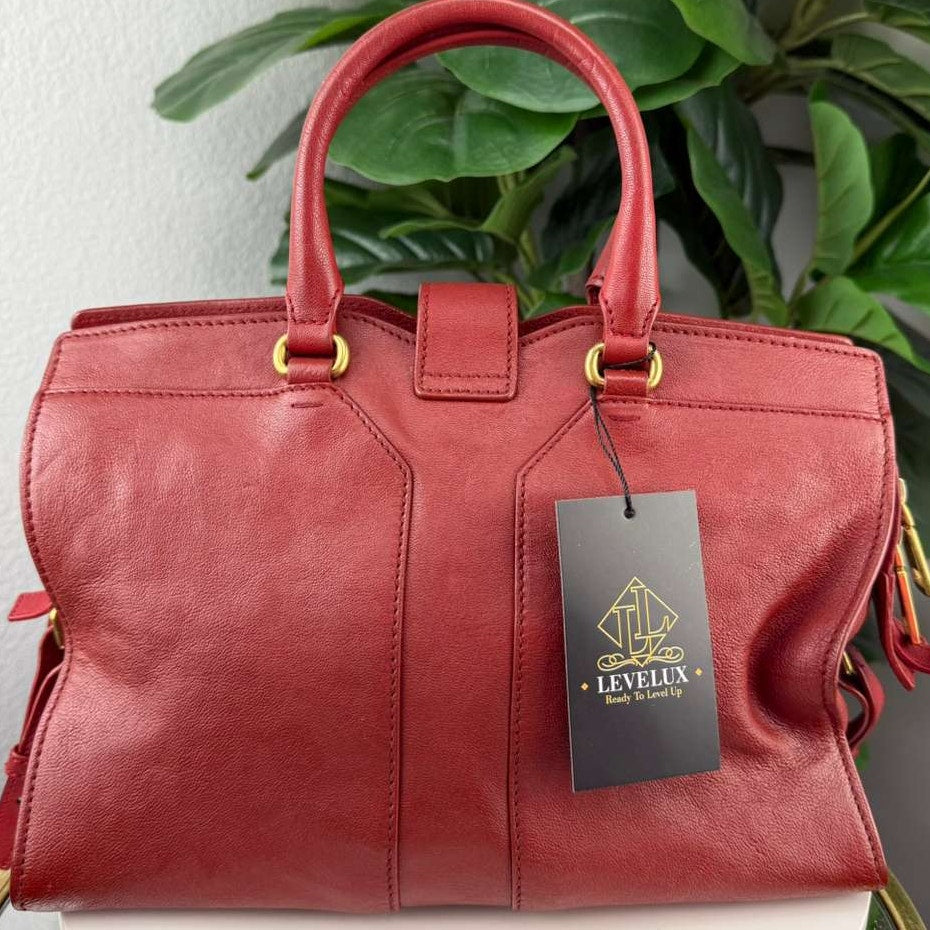 Authentic Saint Laurent Cabas Chyc Medium Tote Bag Red YSL