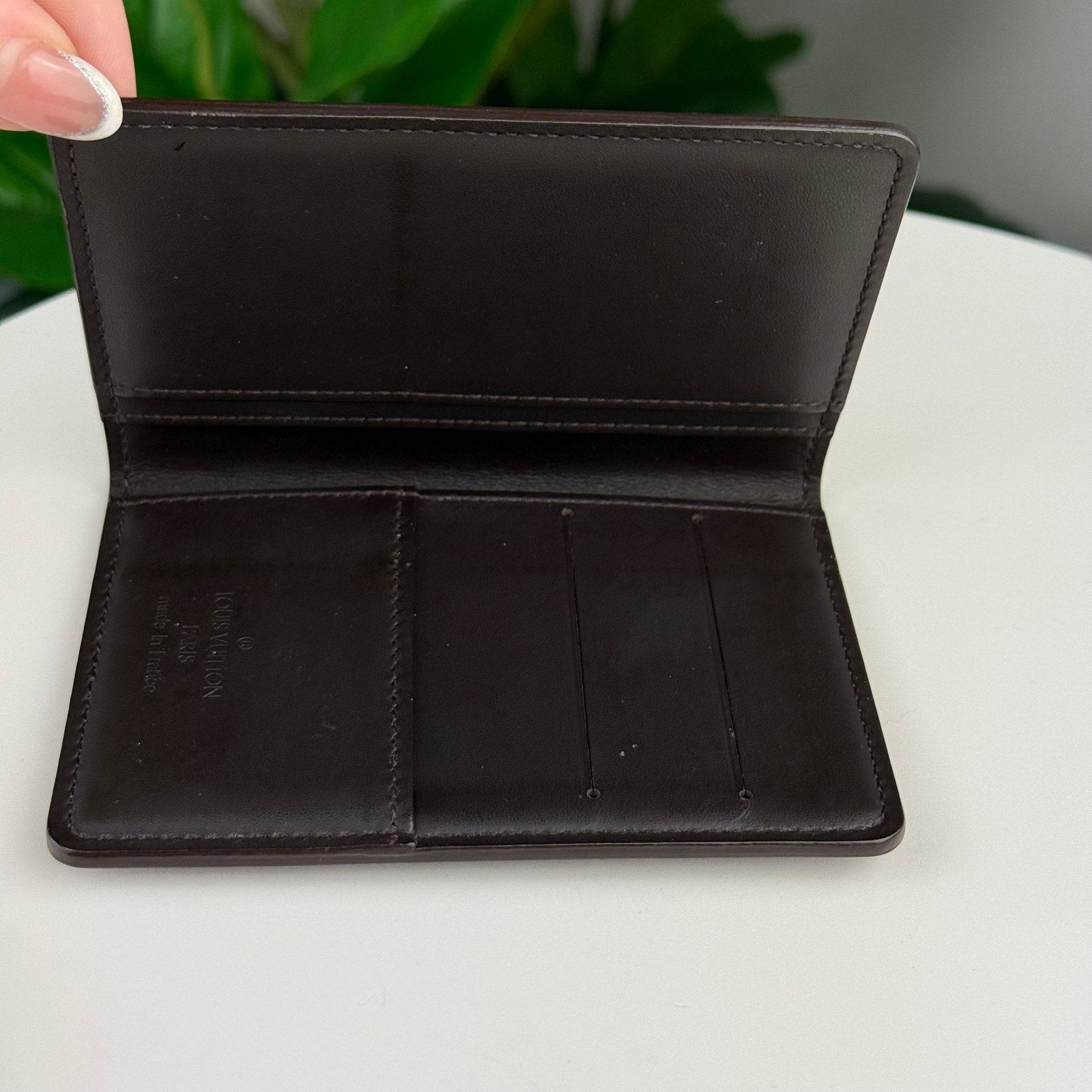 Authentic Louis Vuitton Monogram Glace Organiseur de Poche Cafe