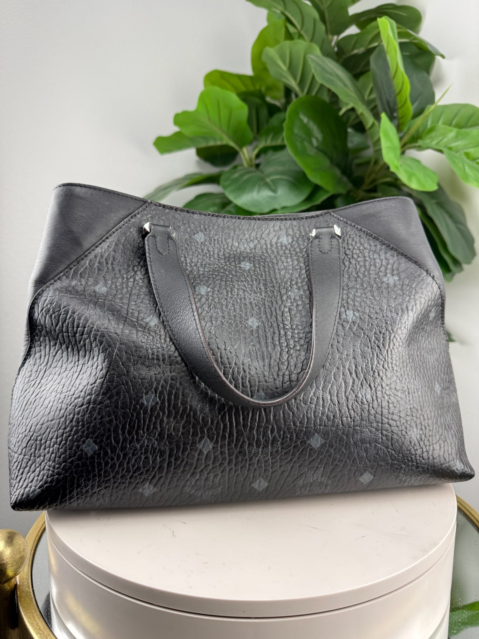 Authentic MCM Black Tote Bag with logos - Certificate of Authenticity included