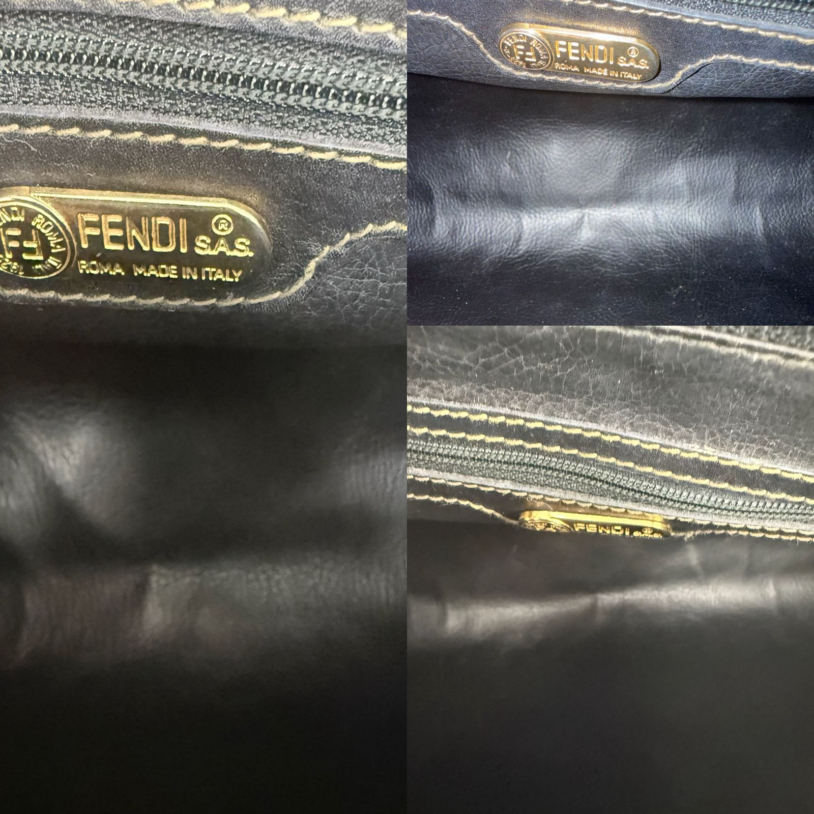 Fendi Pochetter Zucchino Vintage Shoulder Bag Gold Chain