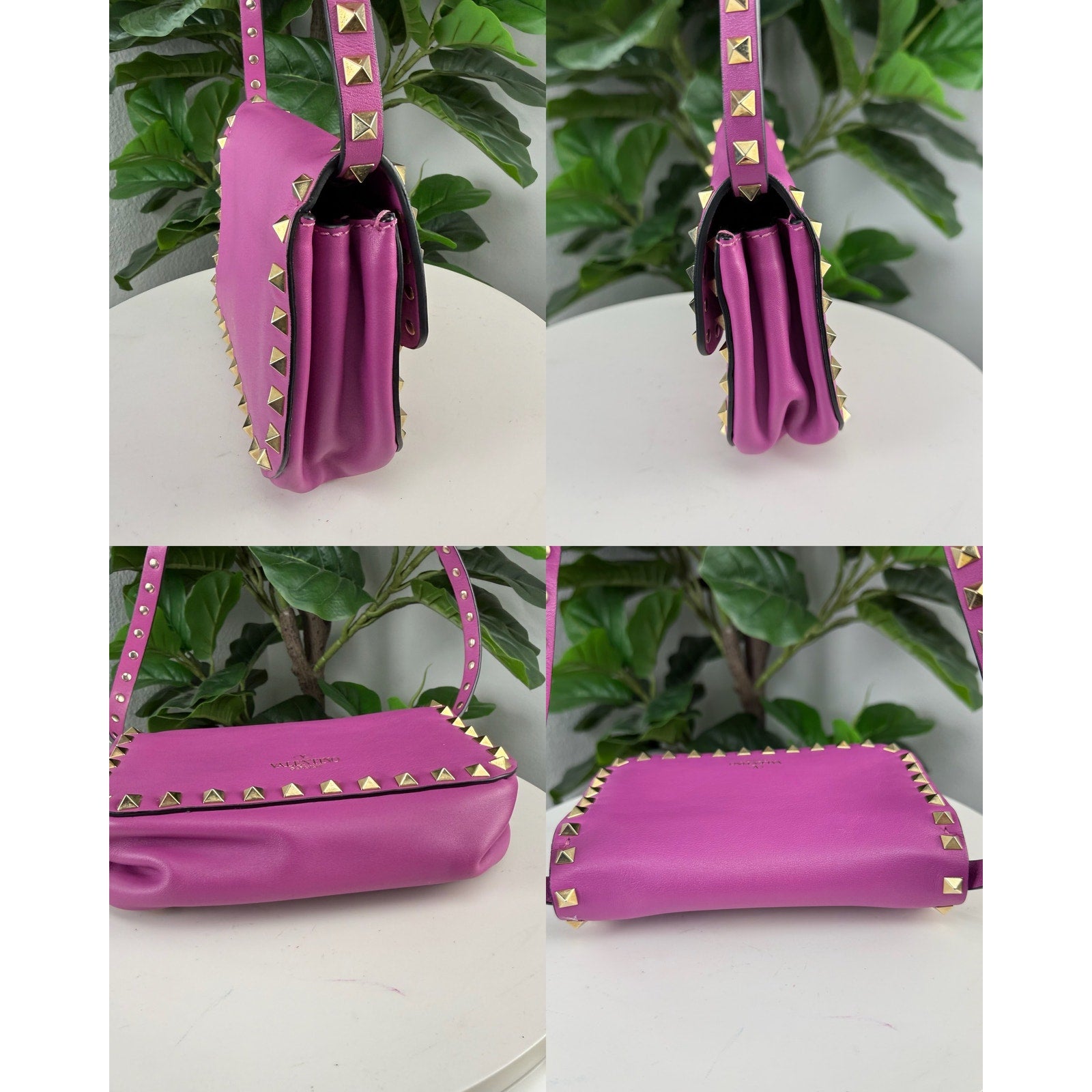 Valentino Garavani Rockstud Flip Lock Mini Crossbody Bag in Pink Leather