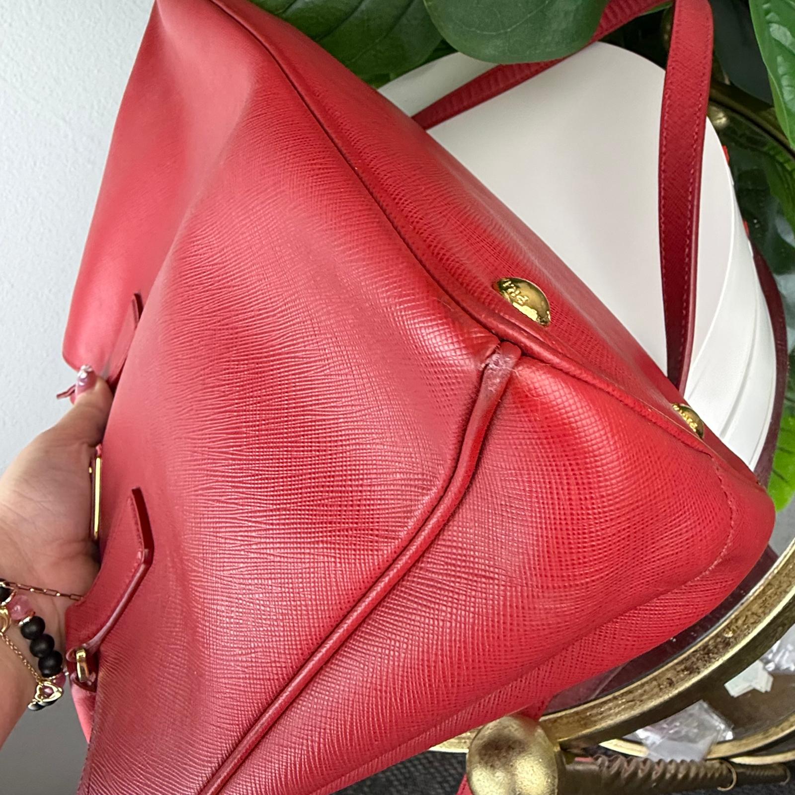 Authentic Prada Galleria Saffiano Red Tote Bag