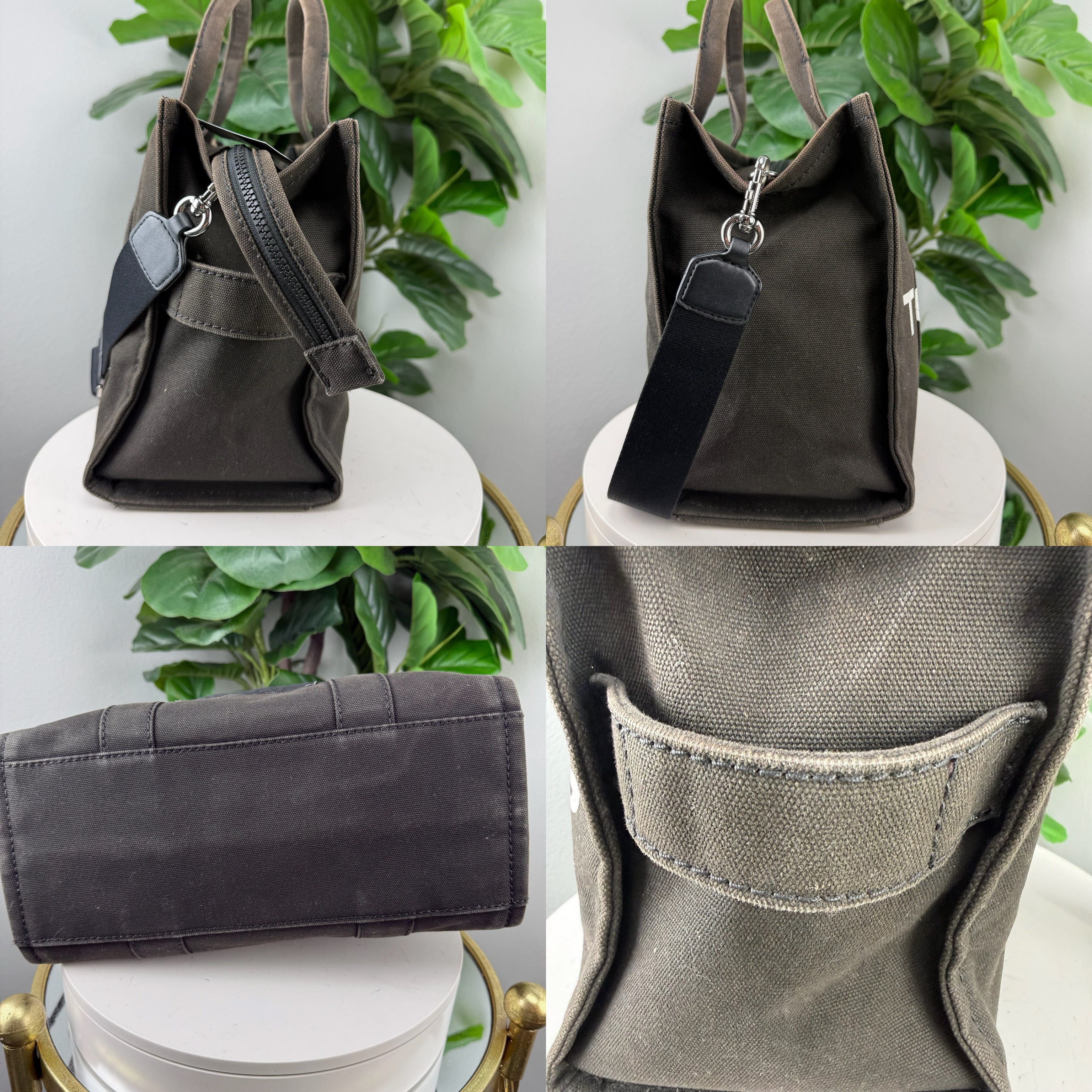 Authentic Marc Jacobs The Tote Bag Dark Grey Canvas - Certificate of Authenticity Included