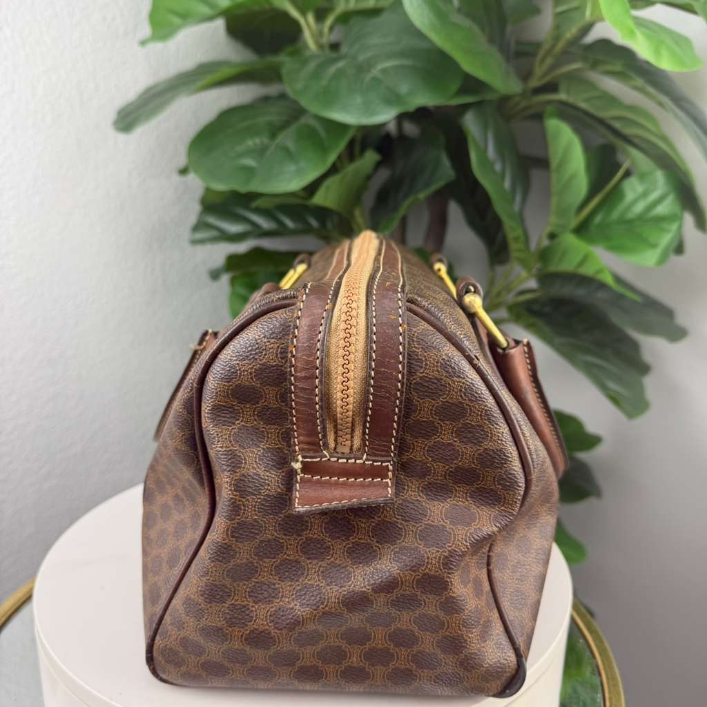 Authentic Celine Leather Bowling Bag Brown