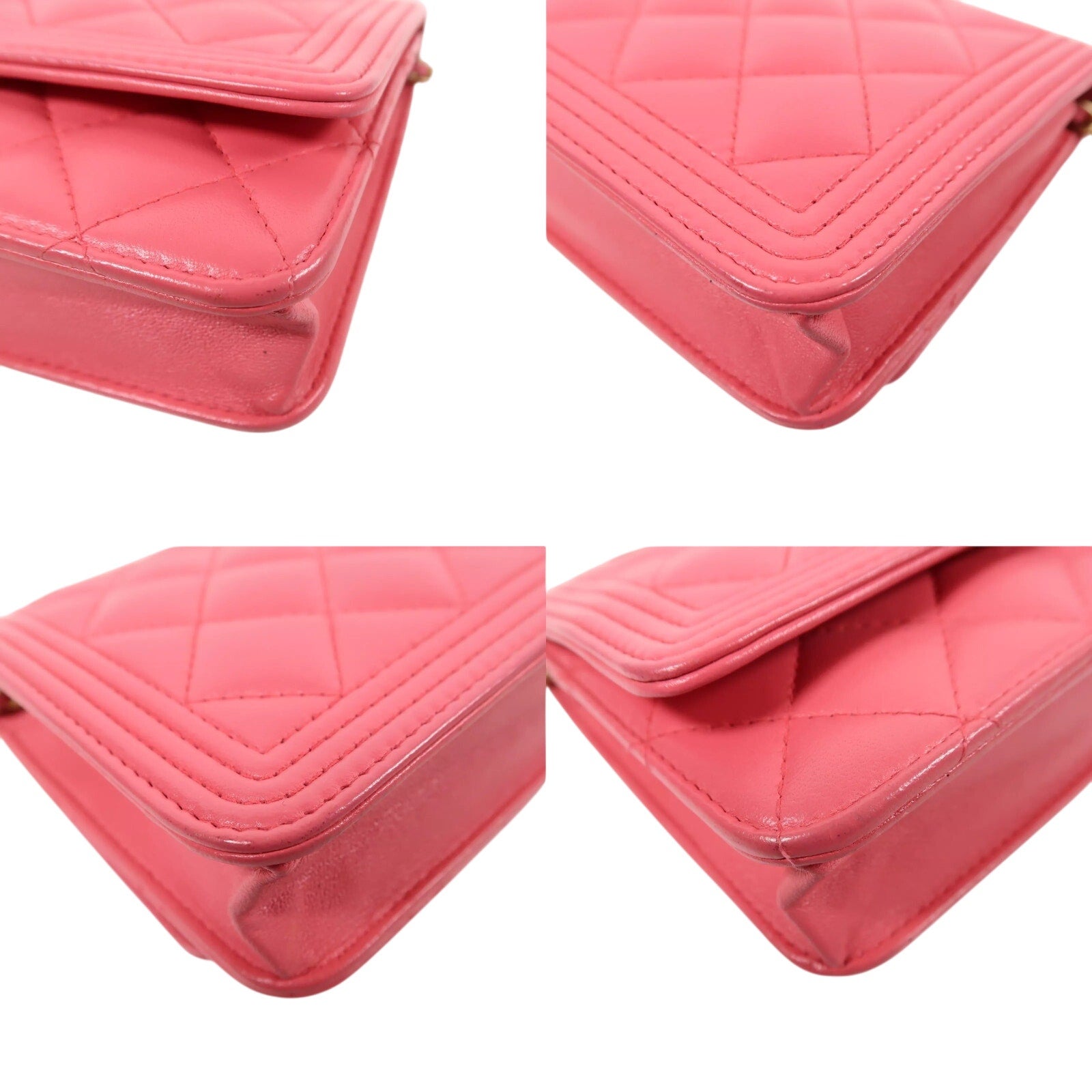 Authentic CHANEL CC Boy Wallet On Chain Crossbody Bag Pink 2016-2017