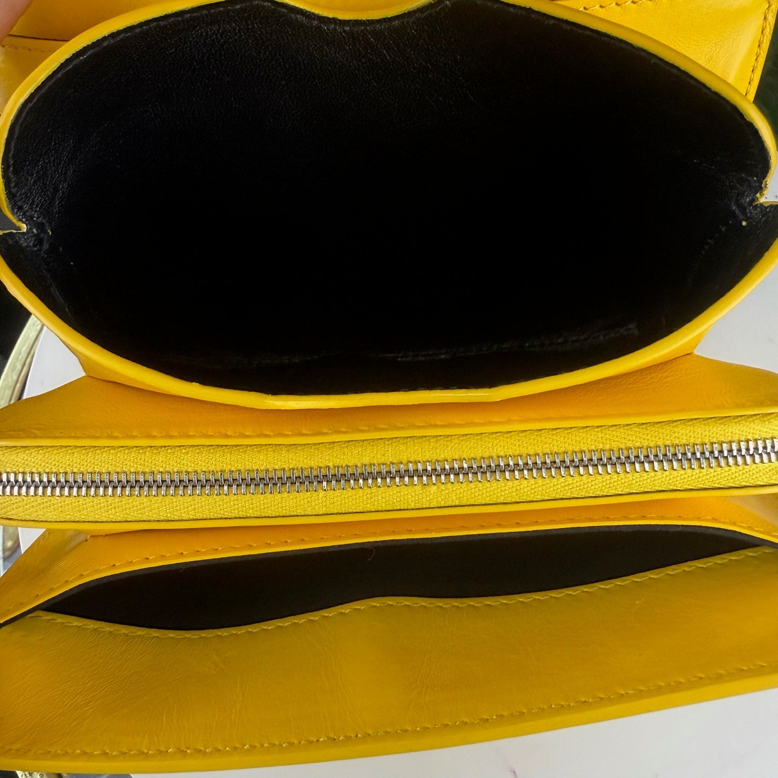 Balenciaga Yellow Leather B Logo Crossbody Shoulder Bag Authentic Pre Owned