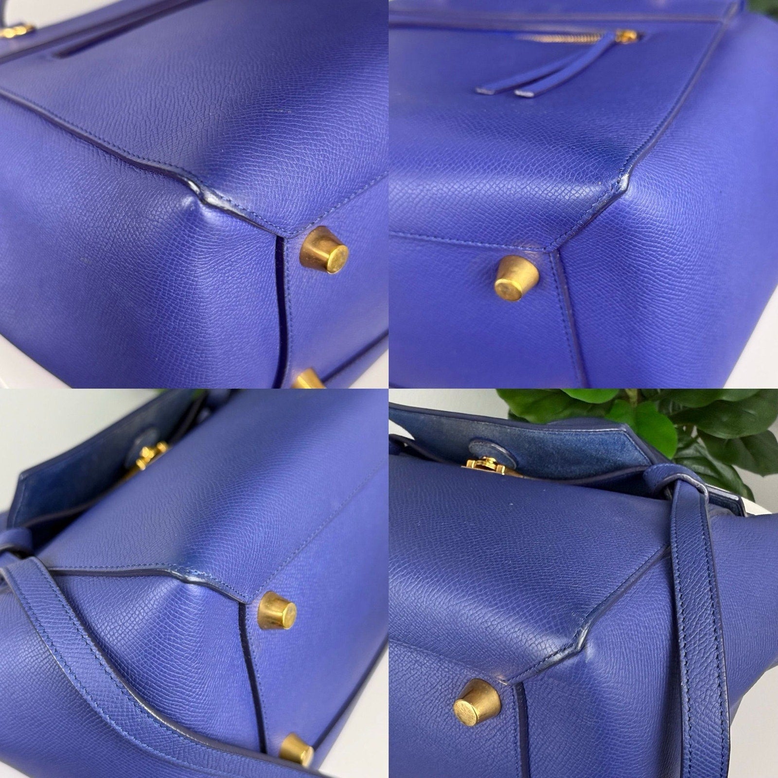 💎Authentic Celine Drummed Calfskin Small Belt Bag Indigo