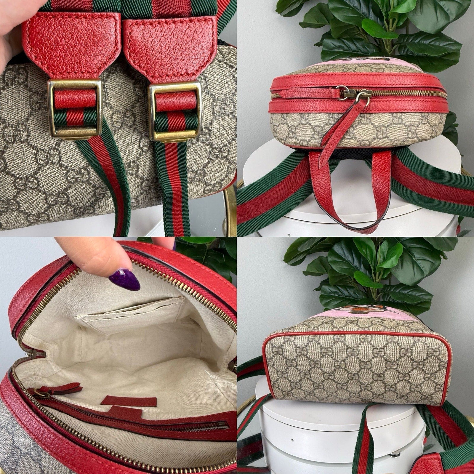 💎Authentic GUCCI Bosco GG Supreme Embroidered Backpack Daypack Canvas Leather