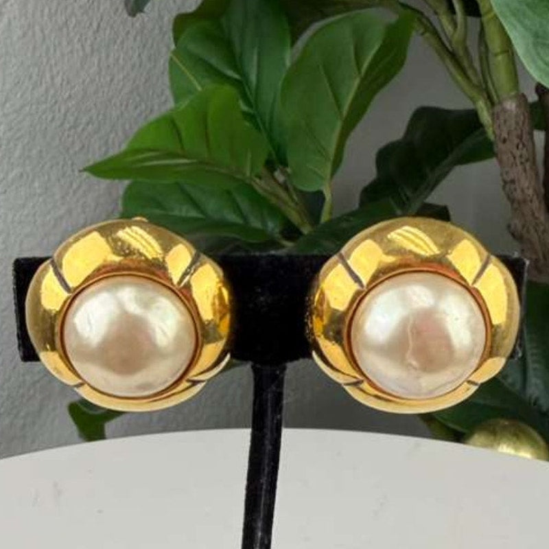 Authentic Chanel Gold-Plated Clip-on Earrings