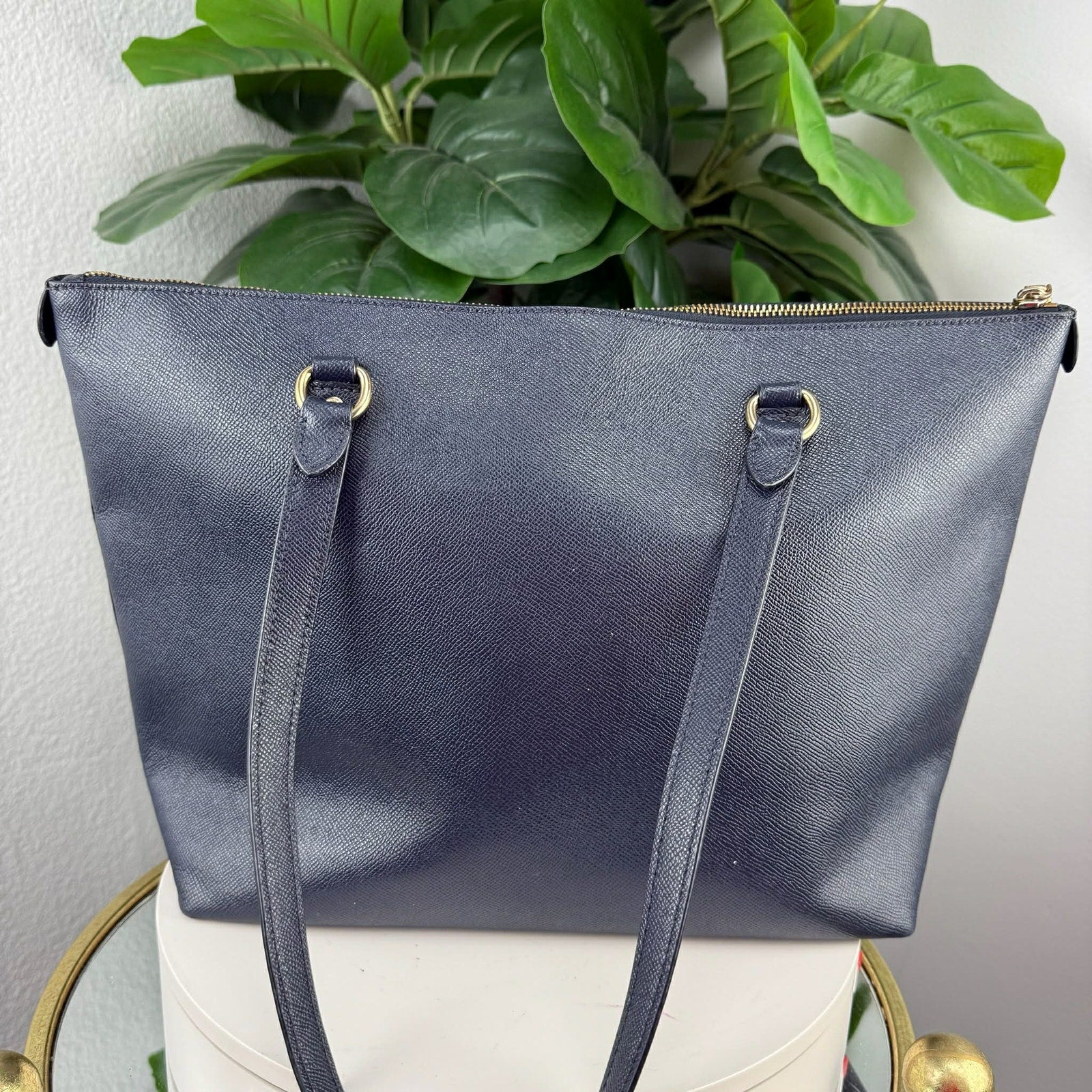 Coach Gallery Tote in Midnight Blue Crossgrain Leather | LeveLuxBag