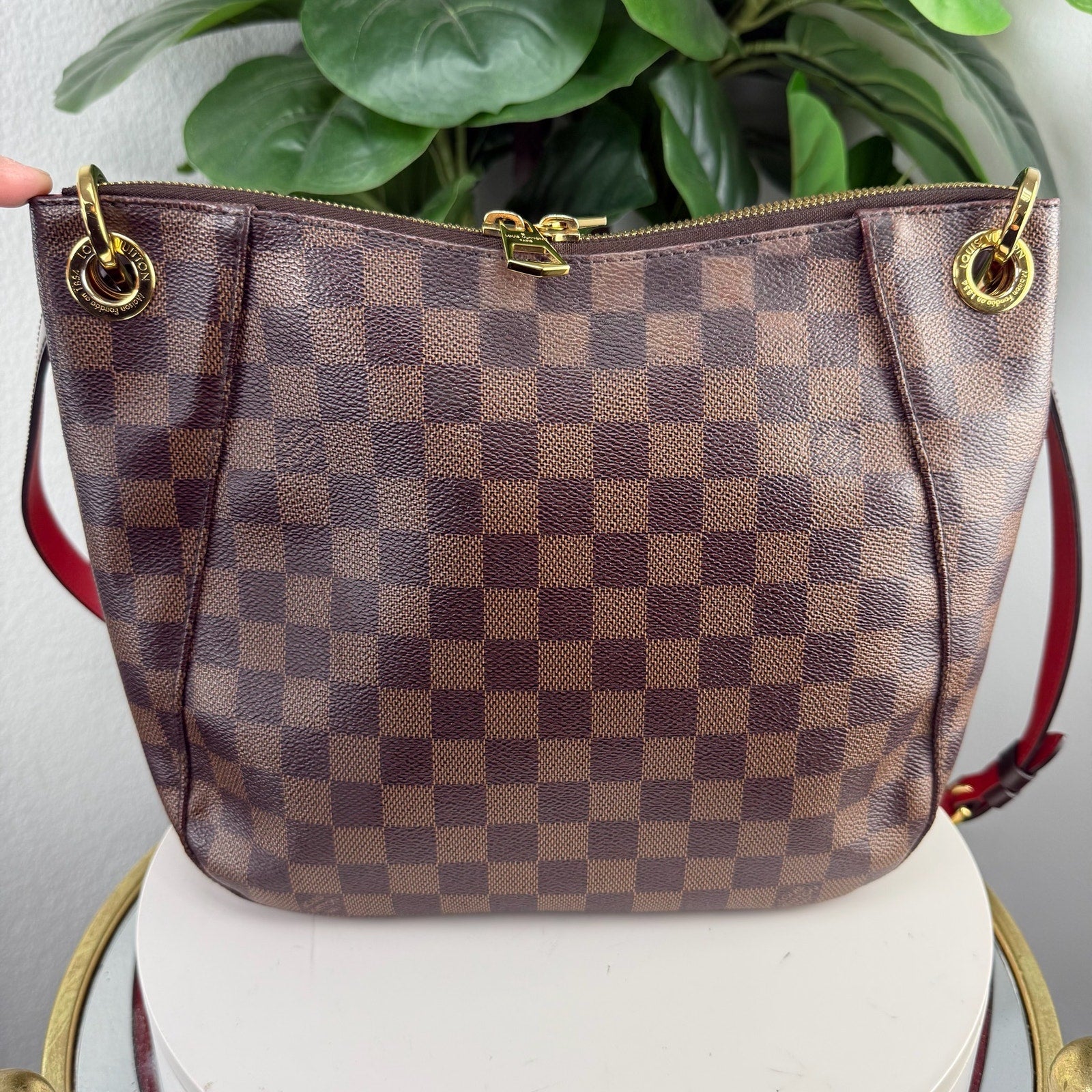 Louis Vuitton South Bank Damier Ebene Brown Shoulder Bag Authentic Pre Owned