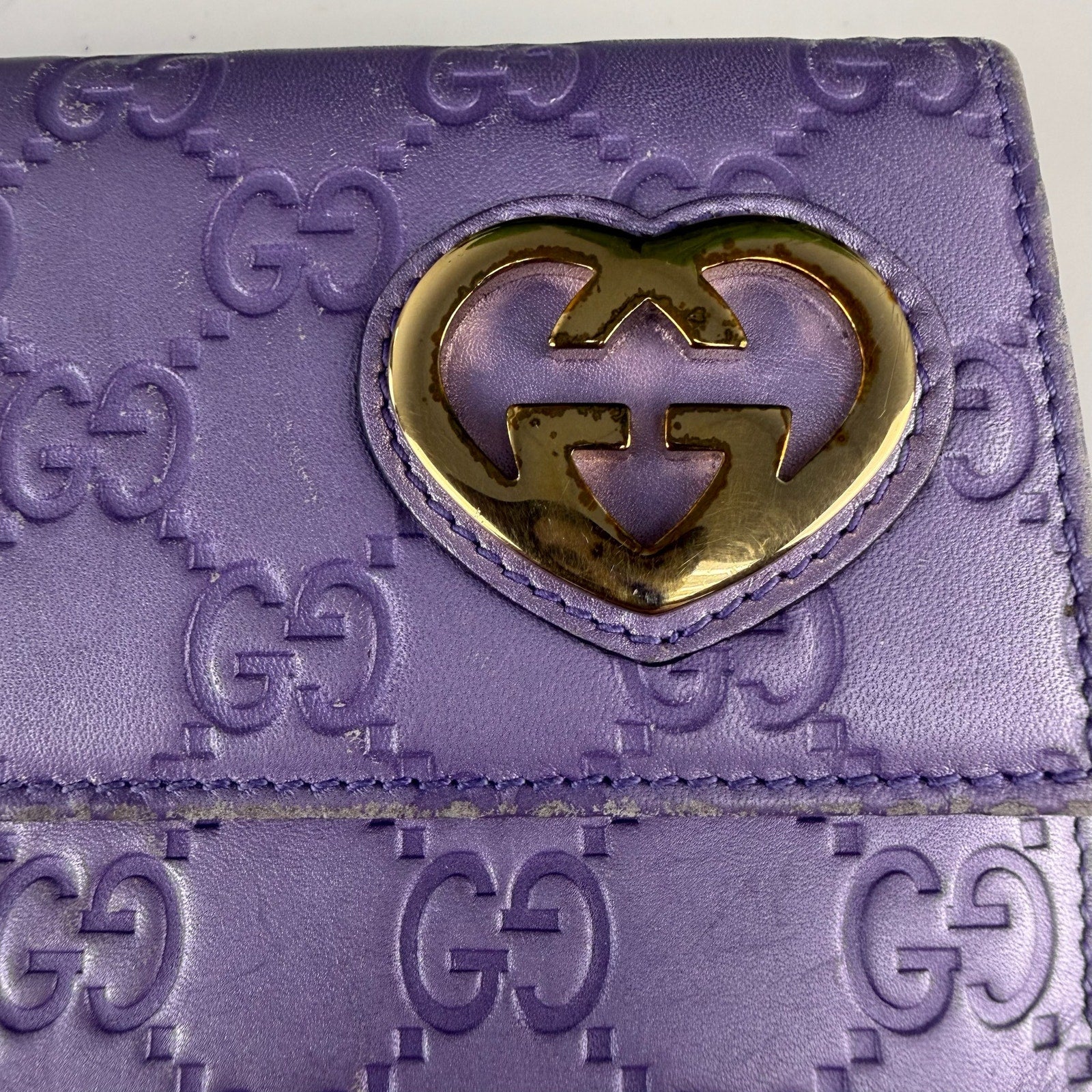 Gucci Guccissima Leather Purple Long Wallet Authentic Pre Owned