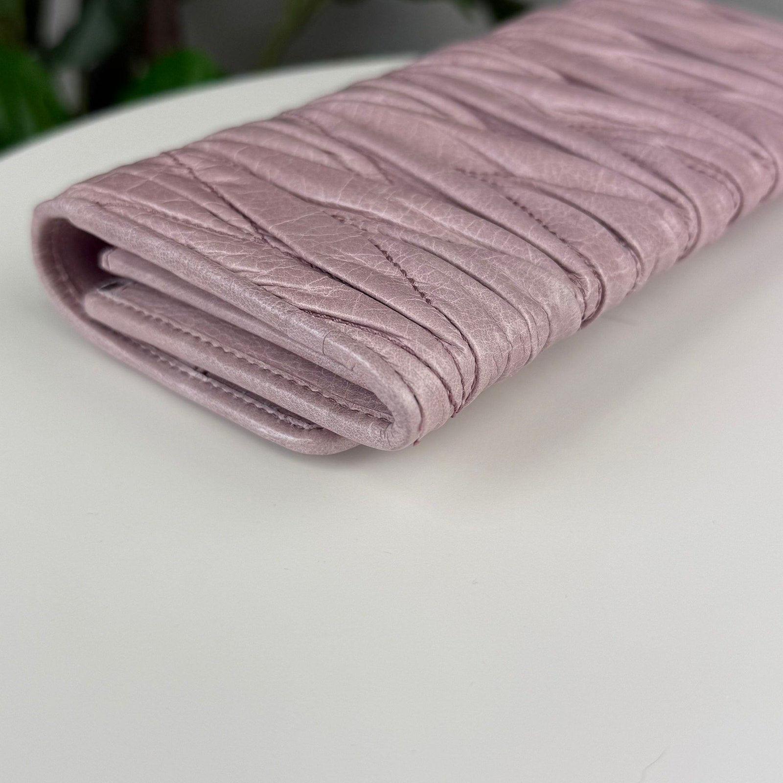 Authentic Miu Miu Matelassé Leather Long Wallet