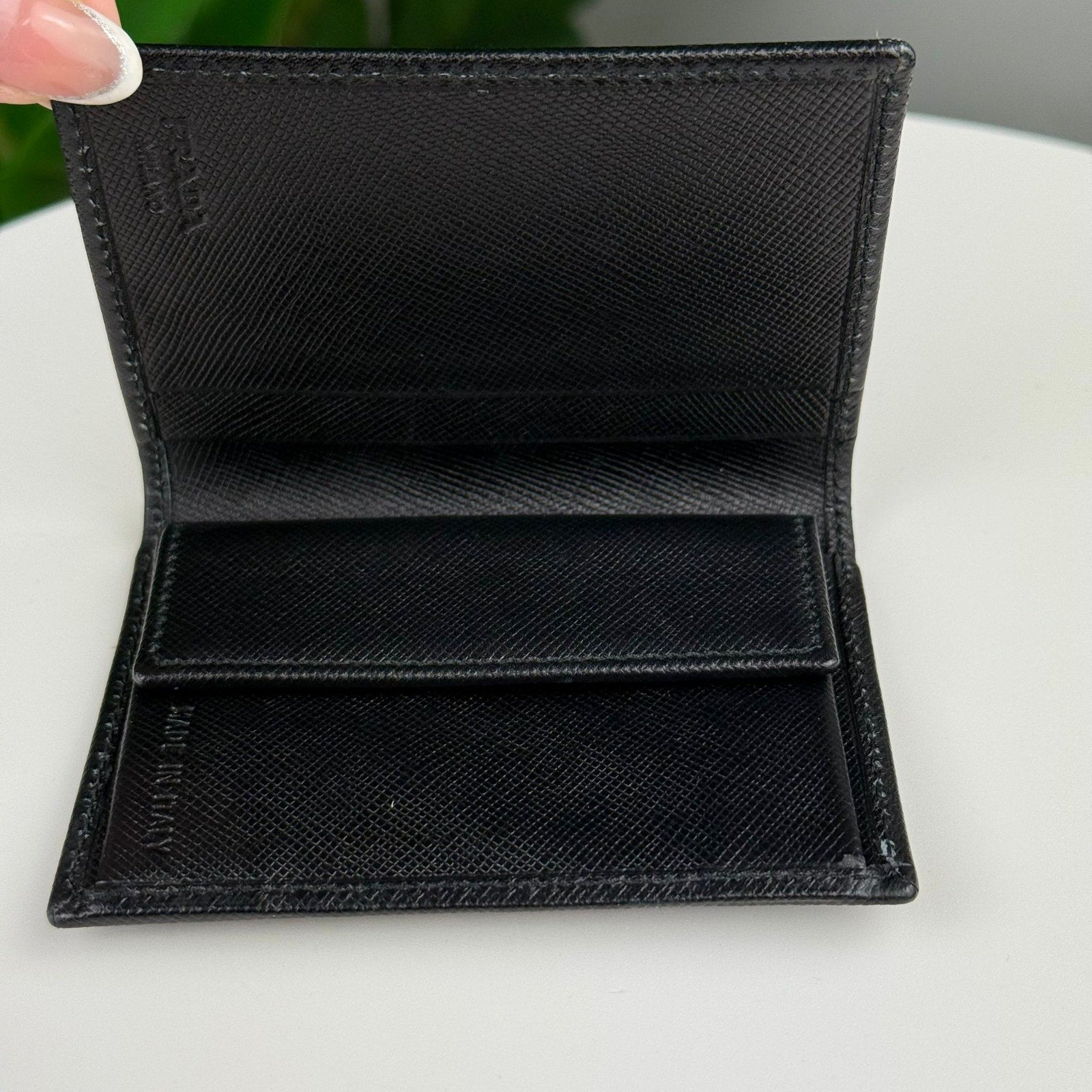Authentic PRADA Bi-fold Wallet Saffiano Leather Black
