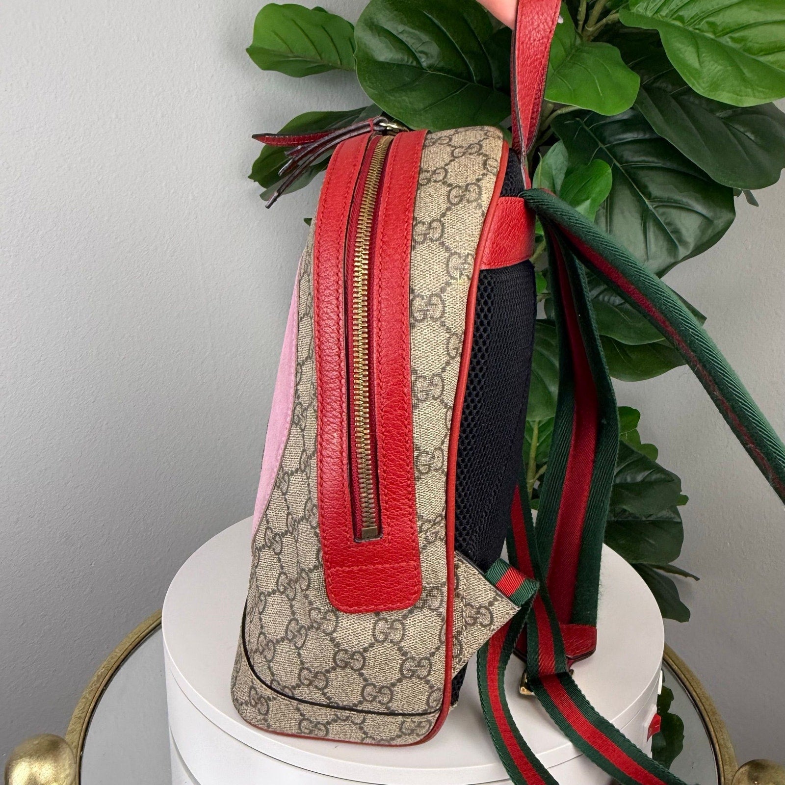 💎Authentic GUCCI Bosco GG Supreme Embroidered Backpack Daypack Canvas Leather