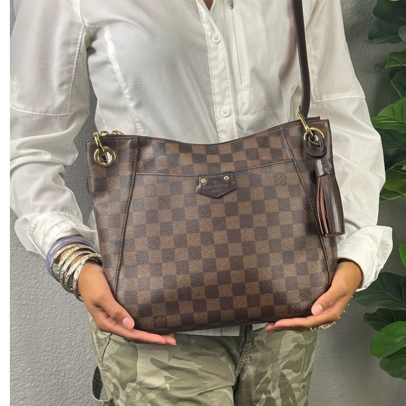 Louis Vuitton South Bank Damier Ebene Brown Shoulder Bag Authentic Pre Owned