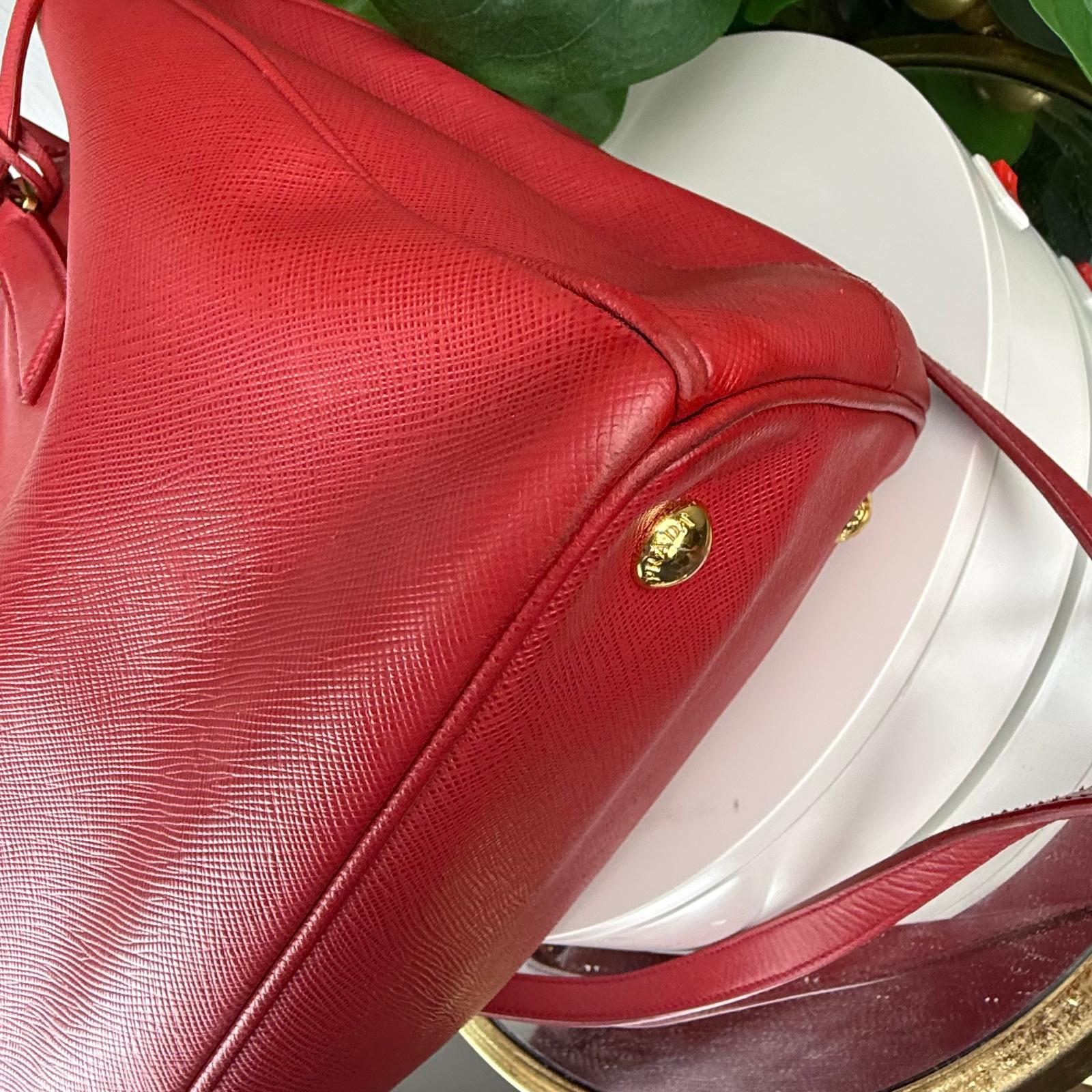 Authentic Prada Galleria Saffiano Red Tote Bag