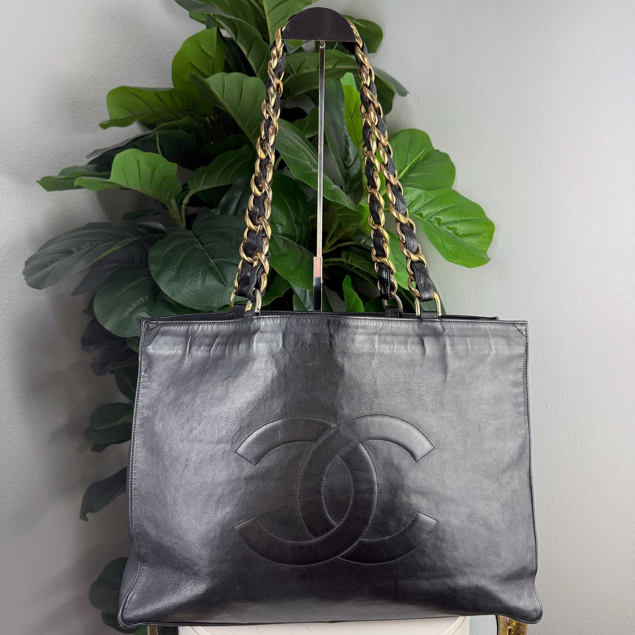 Authentic Chanel Large CC Chain Shopper Tote Bag