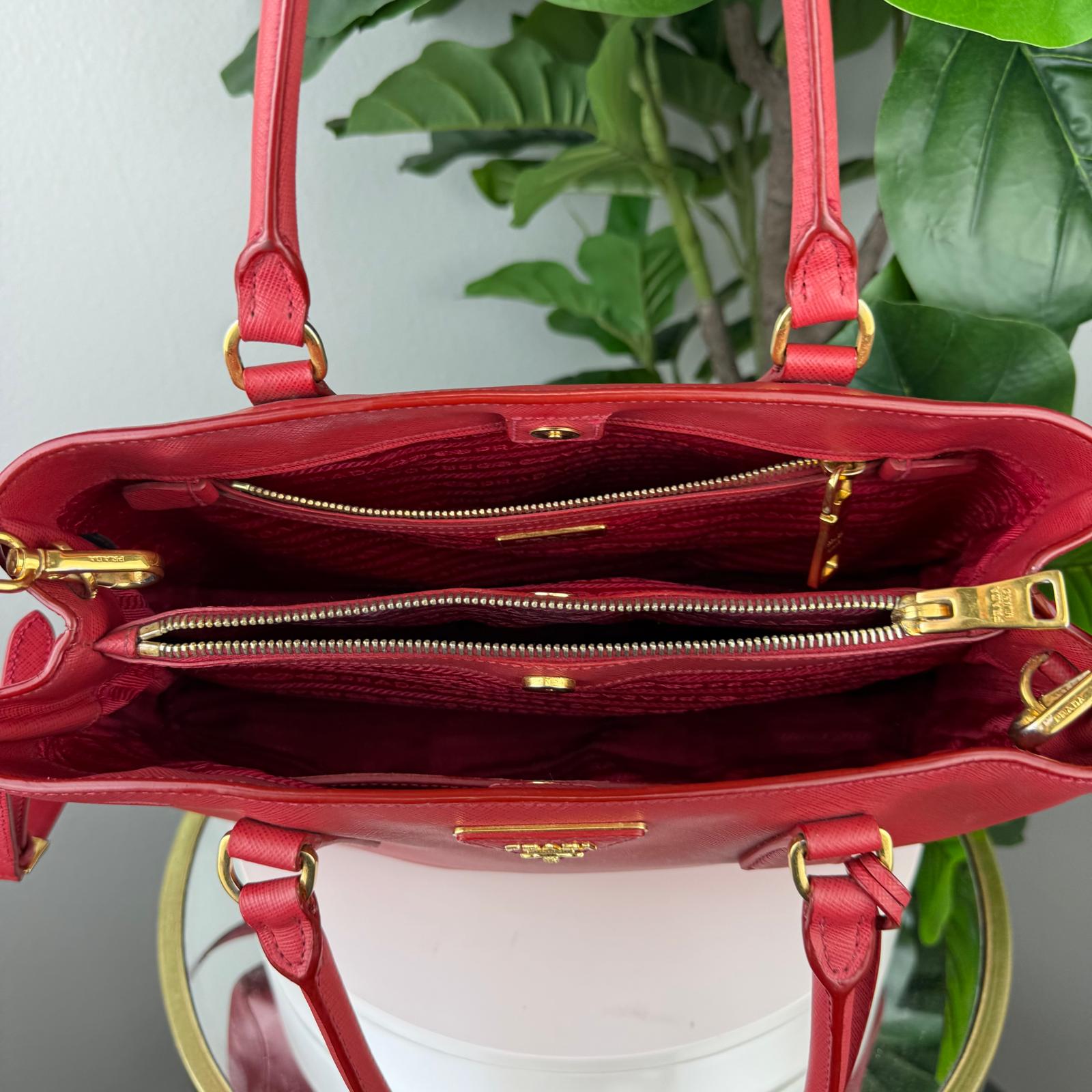 Authentic Prada Galleria Saffiano Red Tote Bag
