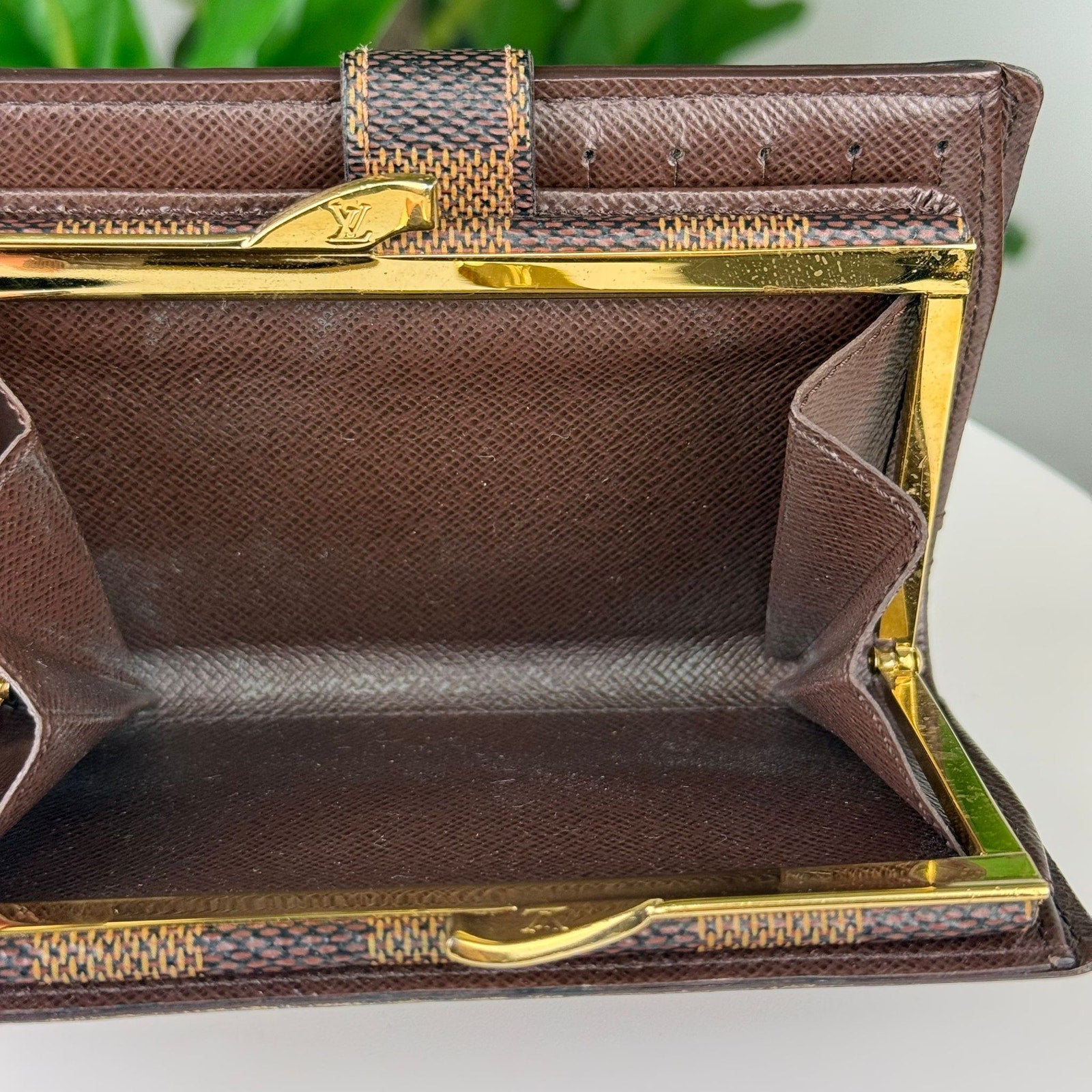 Authentic Louis Vuitton Damier Portefeuille Viennois Canvas Bi-fold Wallet Brown