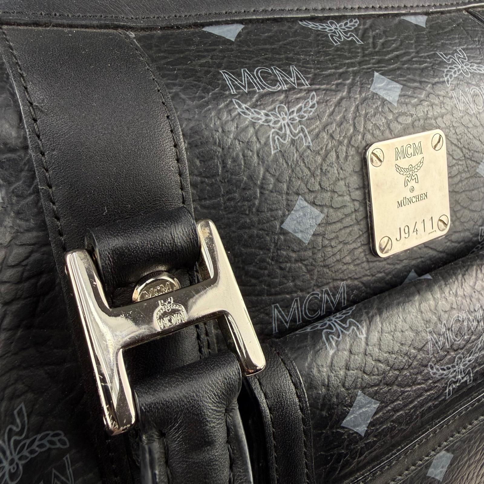 Authentic MCM Small Visetos Boston Bag Black