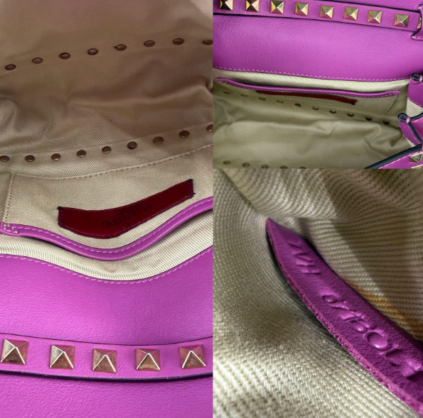 Authentic Valentino Garavani Rockstud Flip Lock Mini Crossbody Bag in Pink Leather