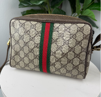 Authentic Gucci GG Pattern Sherry Line Shoulder bag Beige Vintage
