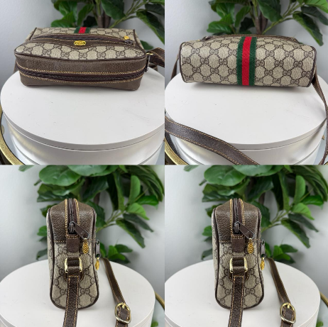 Authentic Gucci GG Pattern Sherry Line Shoulder bag Beige Vintage