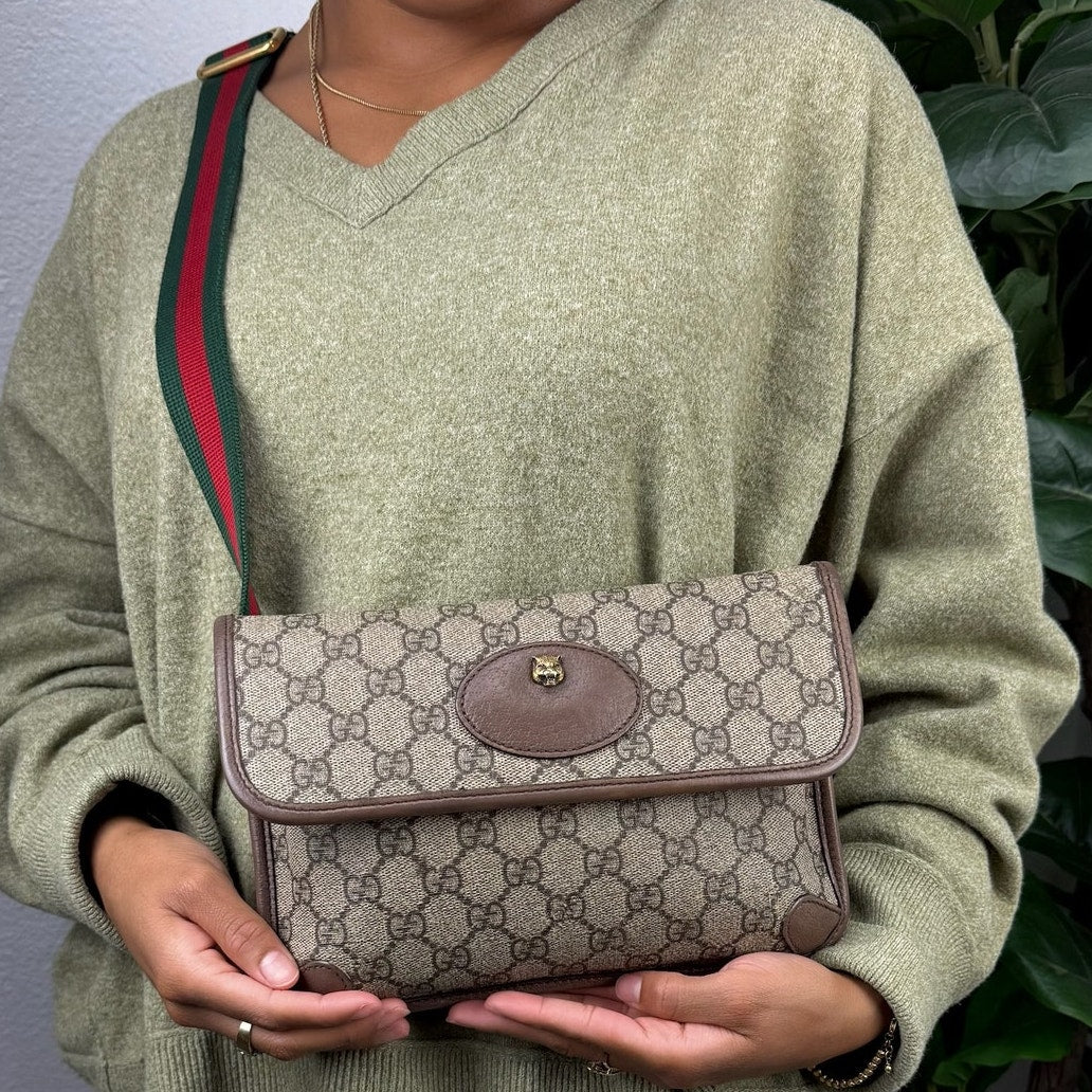 Authentic Gucci GG Supreme Web Neo Vintage Belt Bag