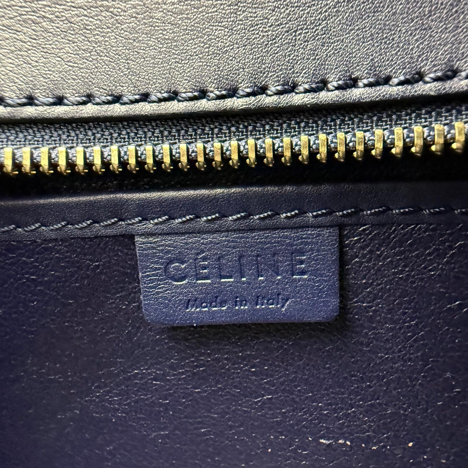 Authentic Celine Nano Luggage Tote Bag Navy Blue