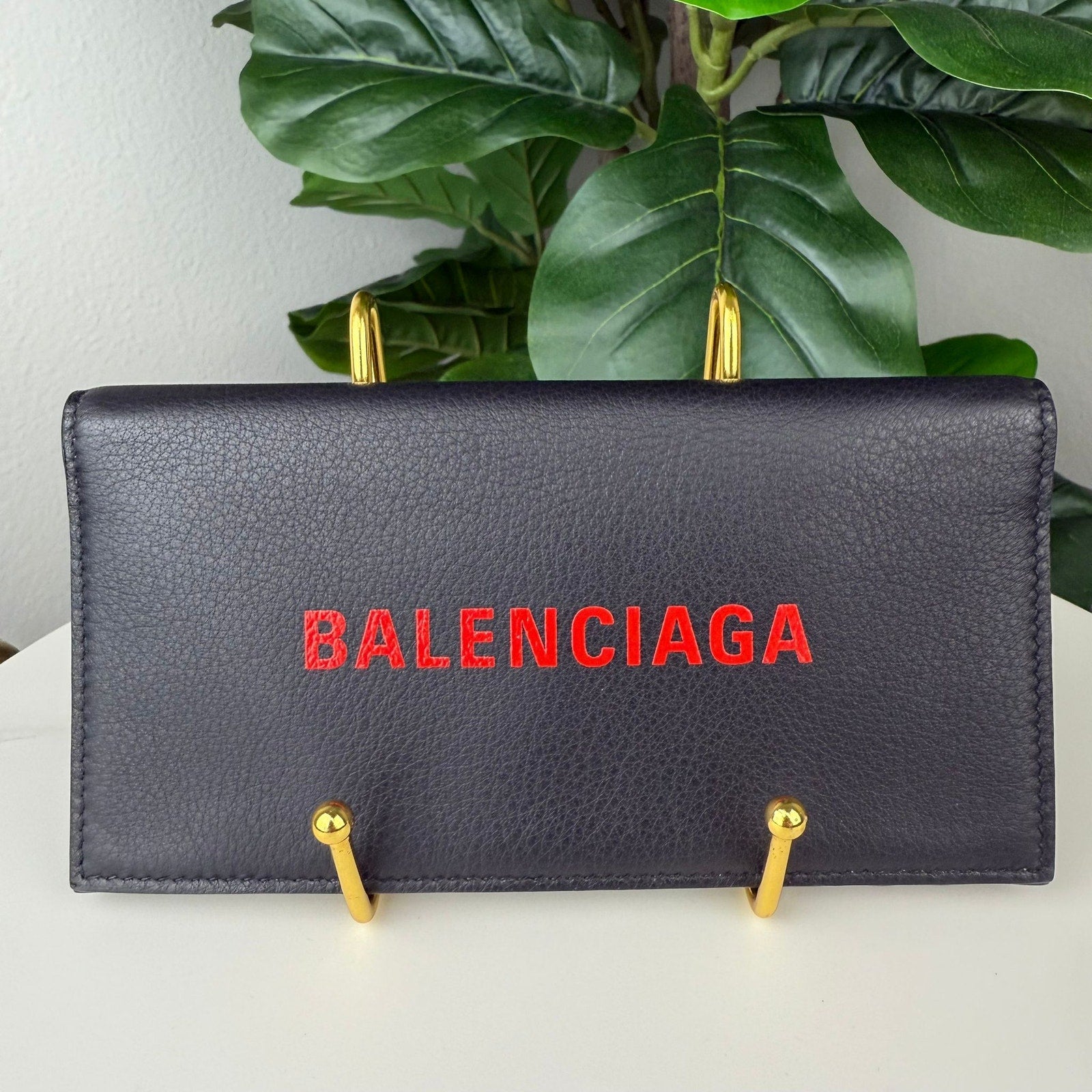 Authentic Balenciaga Chips Clutch Wallet in Black