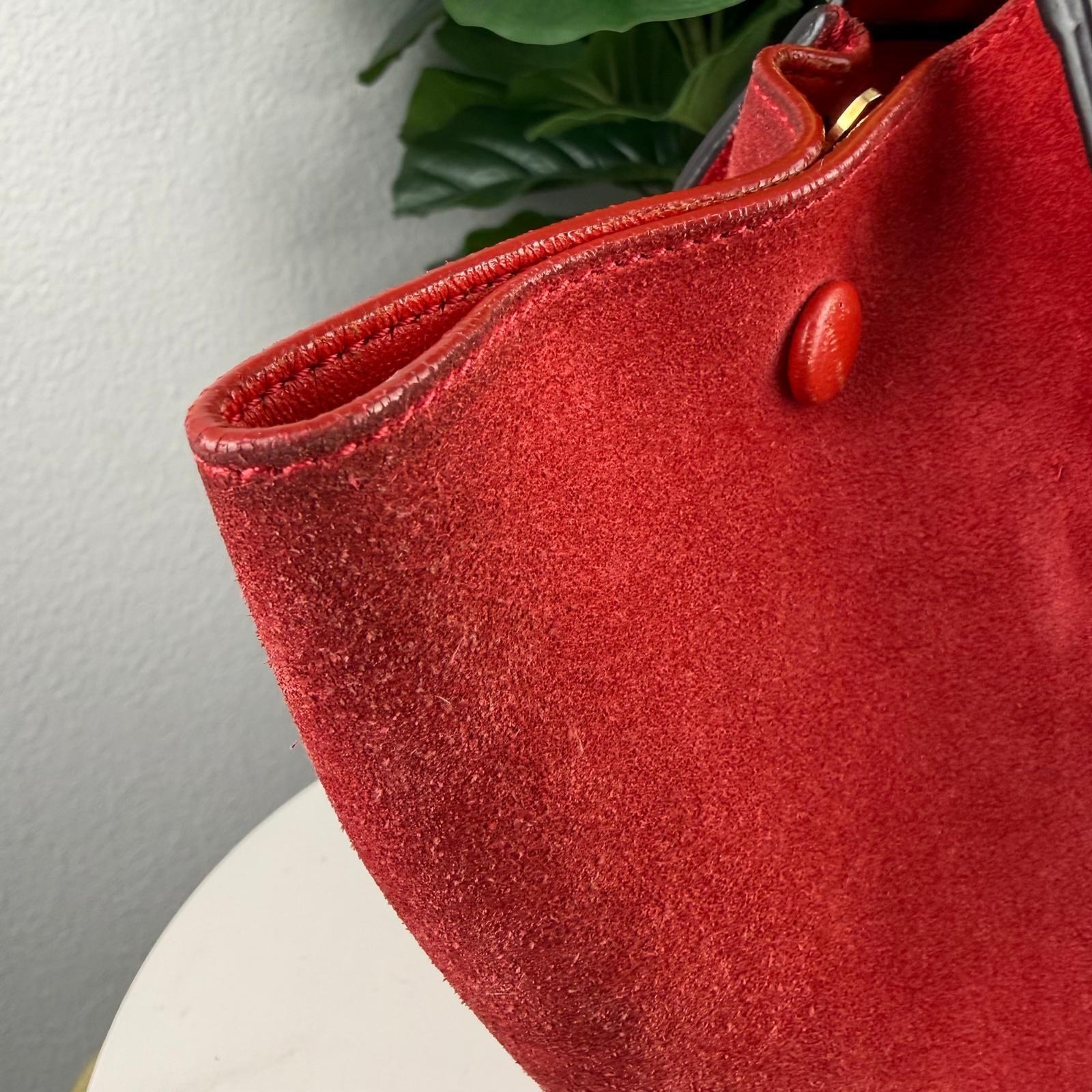 Authentic Celine Trapeze Bag Pebbled Calfskin Red