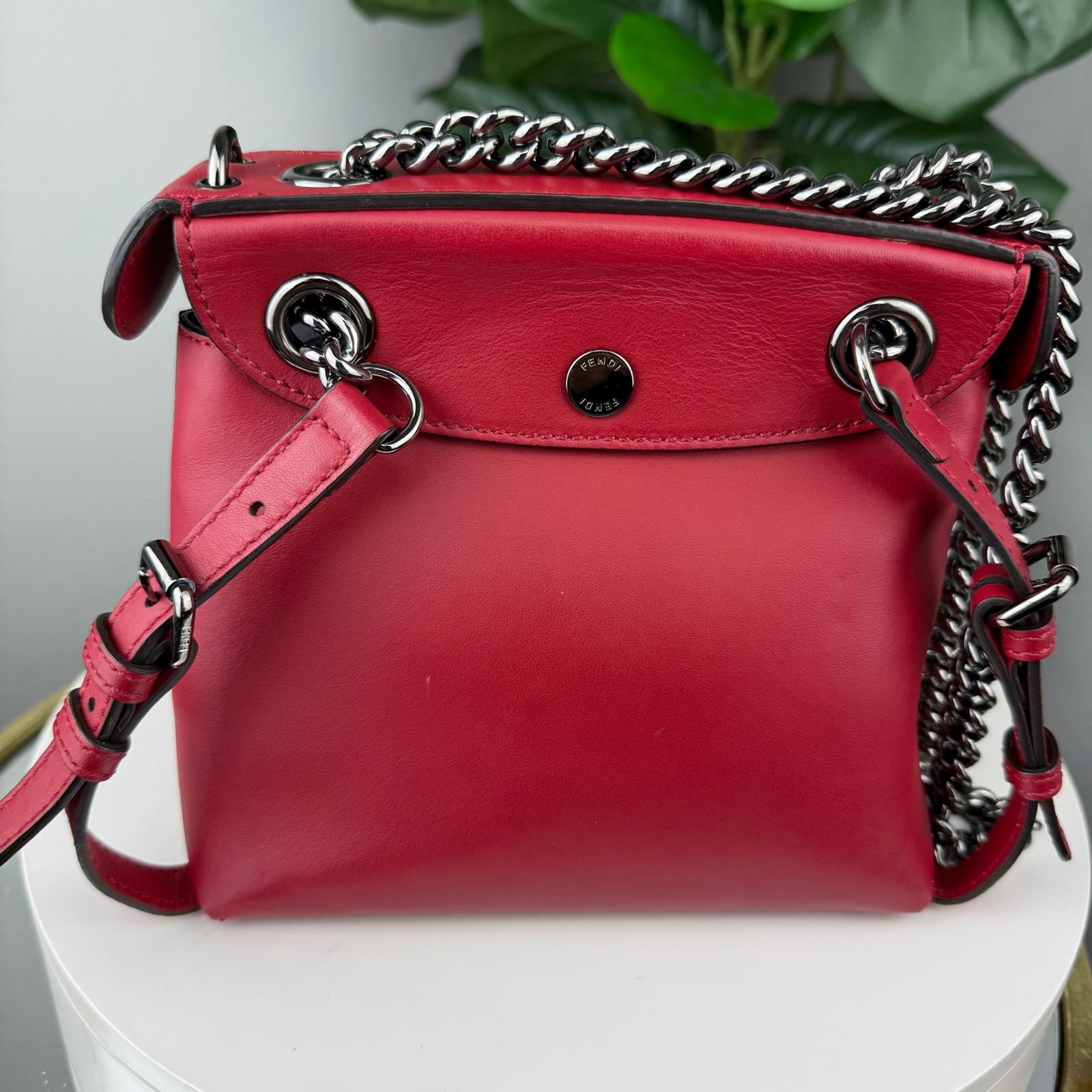 💎Authentic Fendi Vitello Century Mini Backpack Red