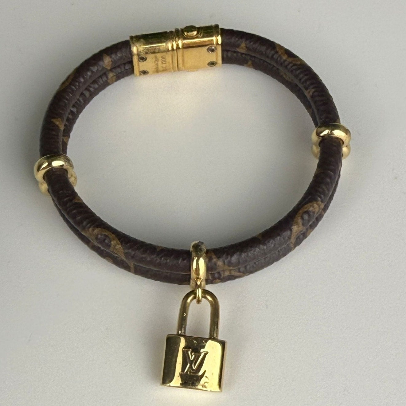 Authentic Louis Vuitton BraceletCanvas Metal Monogram Size 6