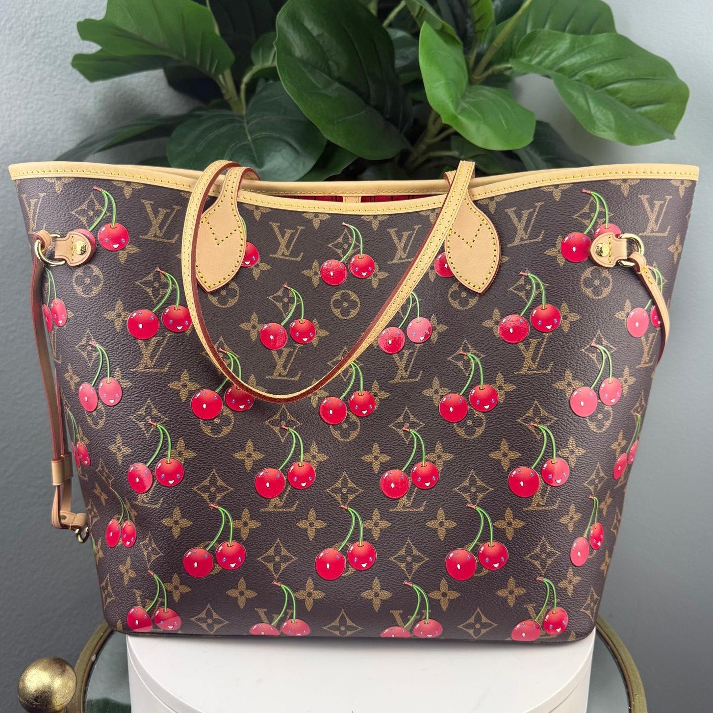 Louis Vuitton Takashi Murakami Cerises Neverfull MM Tote Bag Authentic Pre Owned