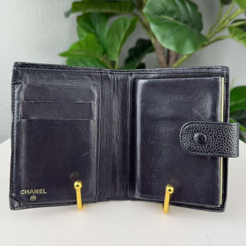 💎✨Authentic Vintage Chanel Black Caviar Leather Wallet