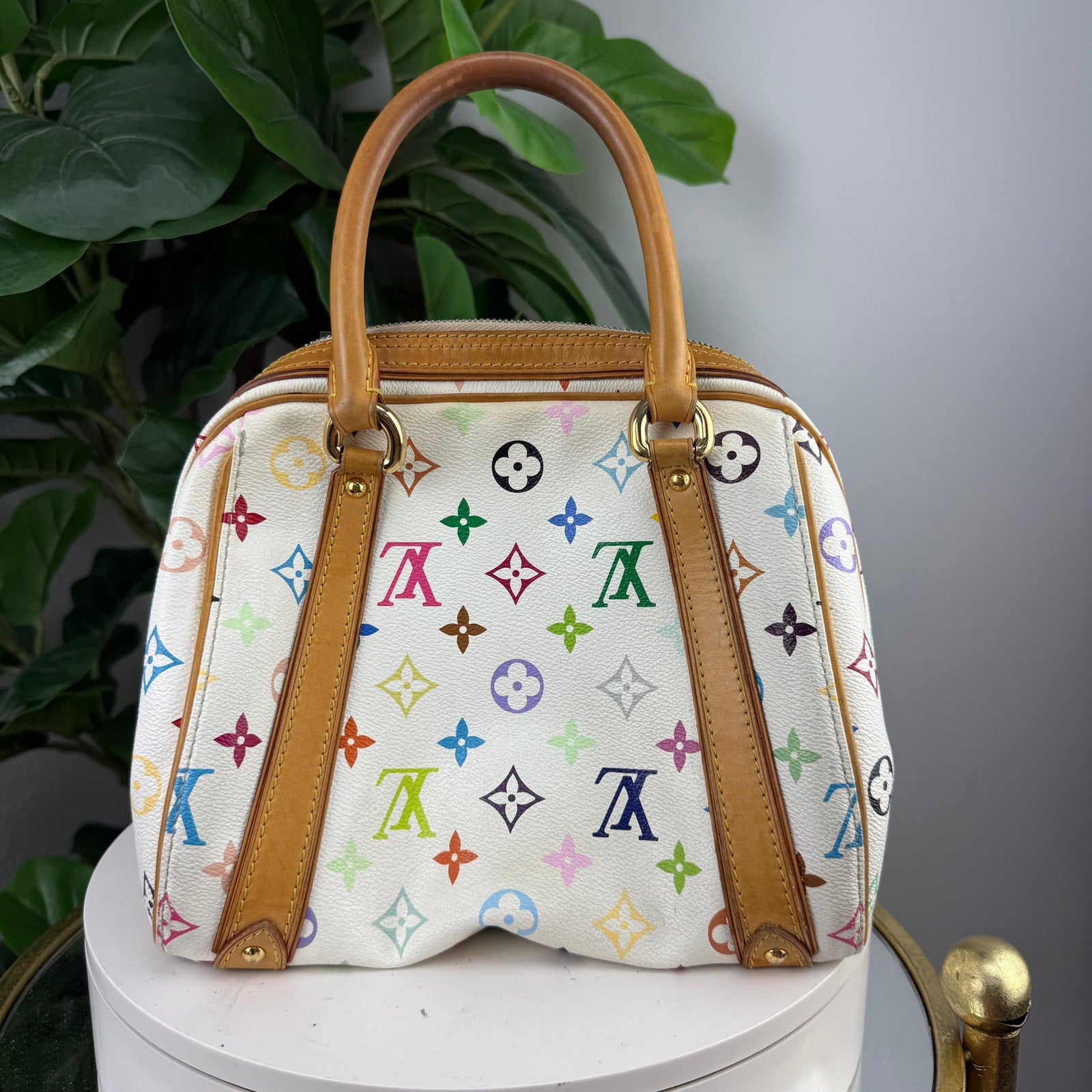 Louis Vuitton Priscilla Multicolore Canvas White Satchel Bag Authentic Pre Owned