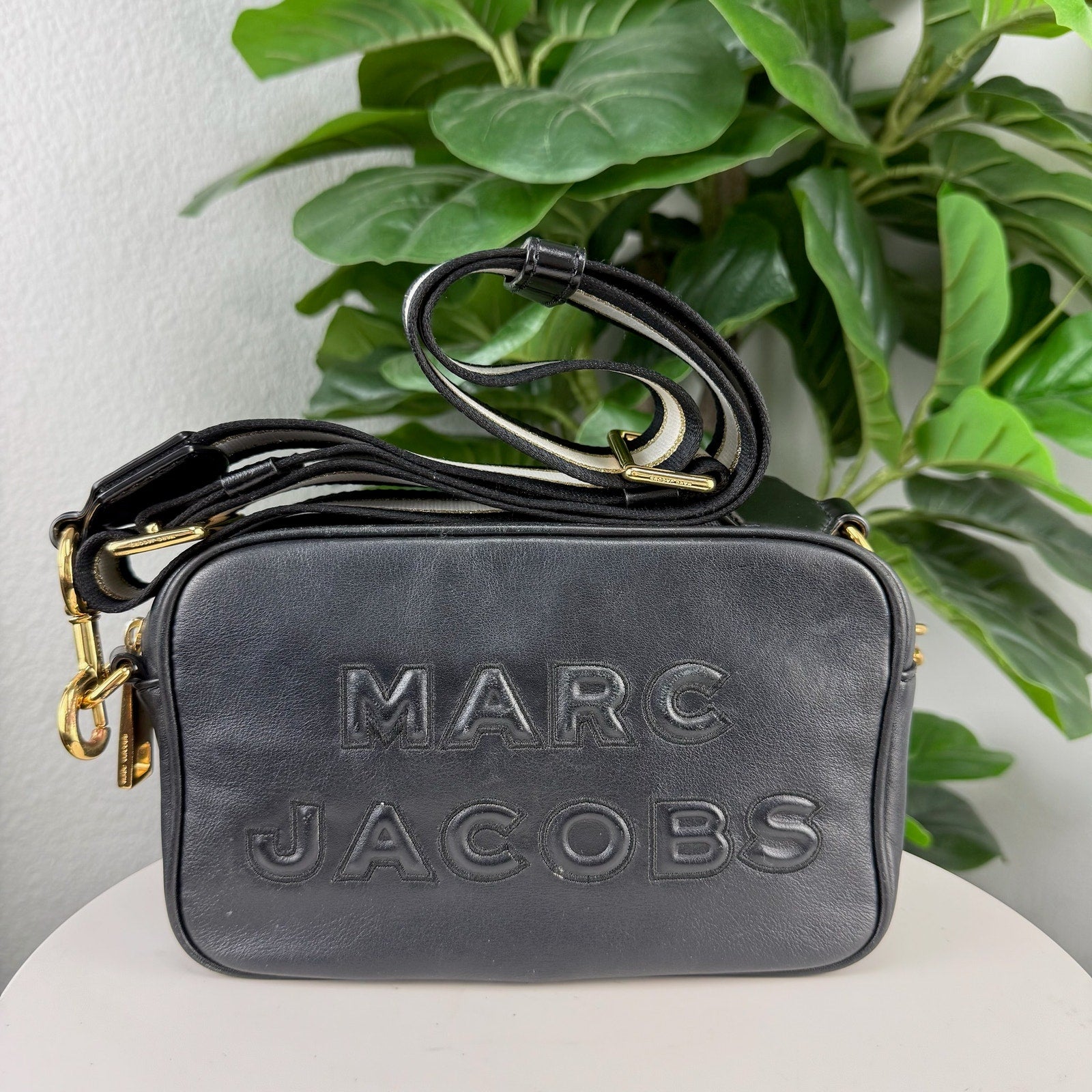 Marc Jacobs Snapshot Black Leather Crossbody Bag Authentic Pre Owned