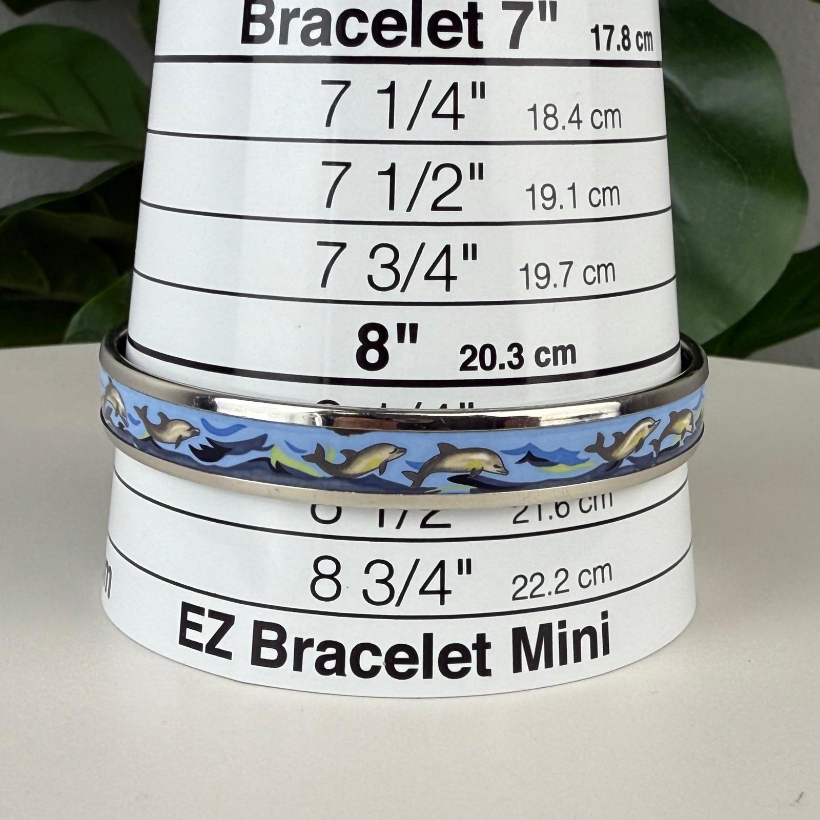 Authentic Hermes Enamel Printed Dolphins Bracelet Size 8 1/4"