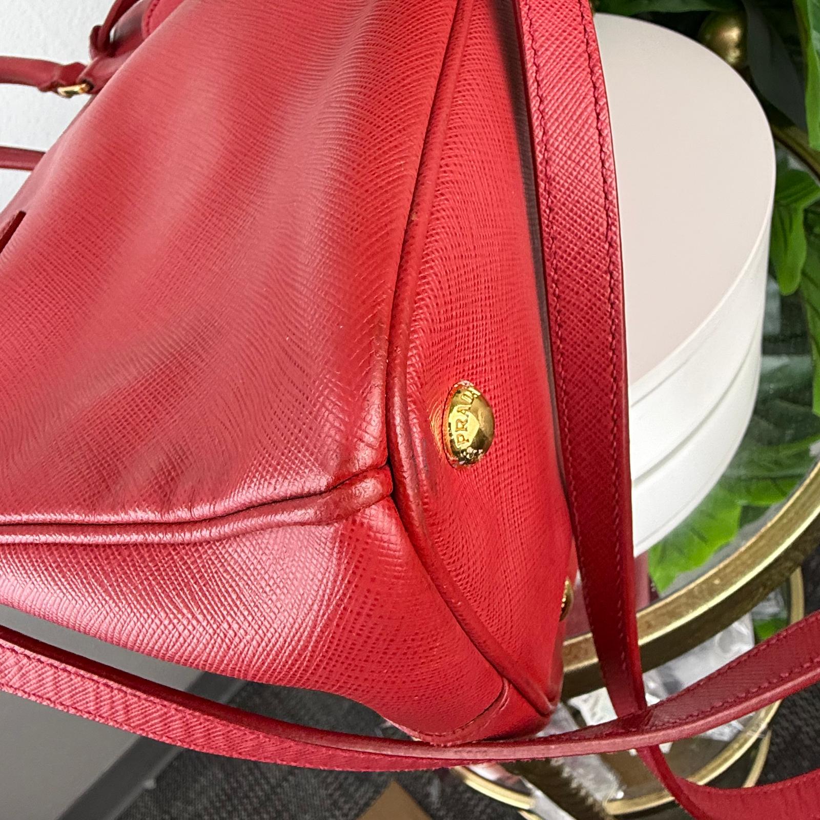 Authentic Prada Galleria Saffiano Red Tote Bag