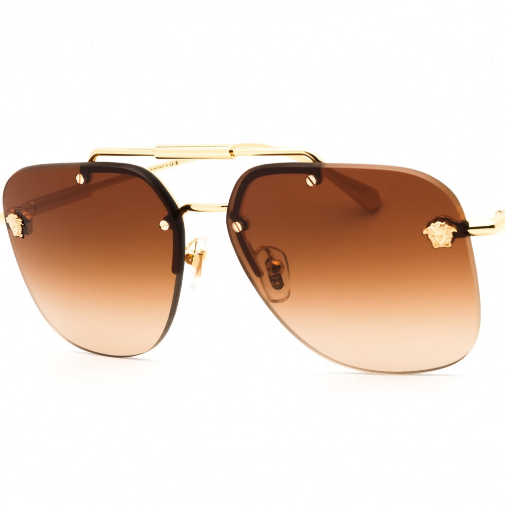 New Versace OVE2296 Brown Gradient Aviator Sunglasses Gold Metal Frame