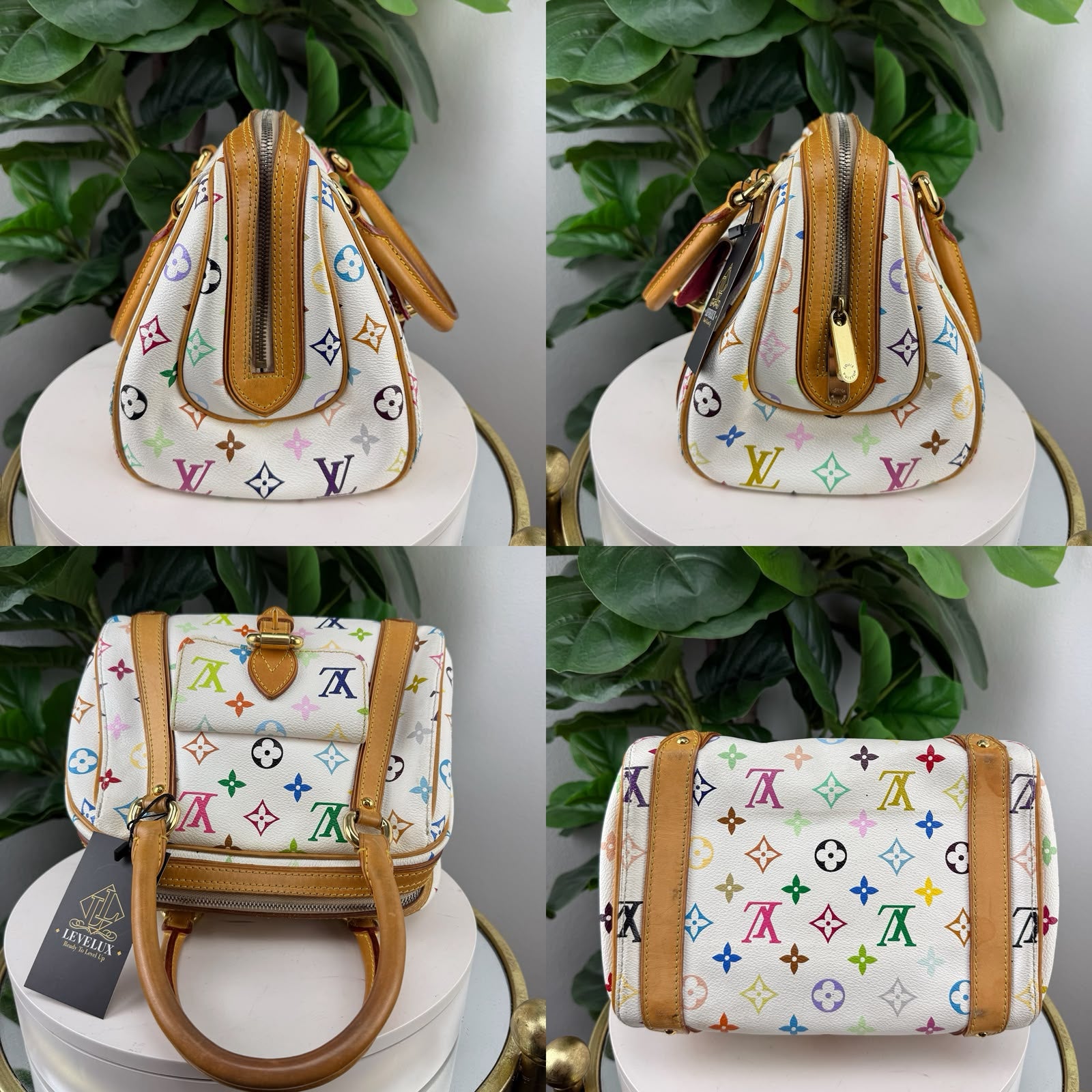 Authentic Louis Vuitton Murakami White Monogram Multicolore Priscilla Bag