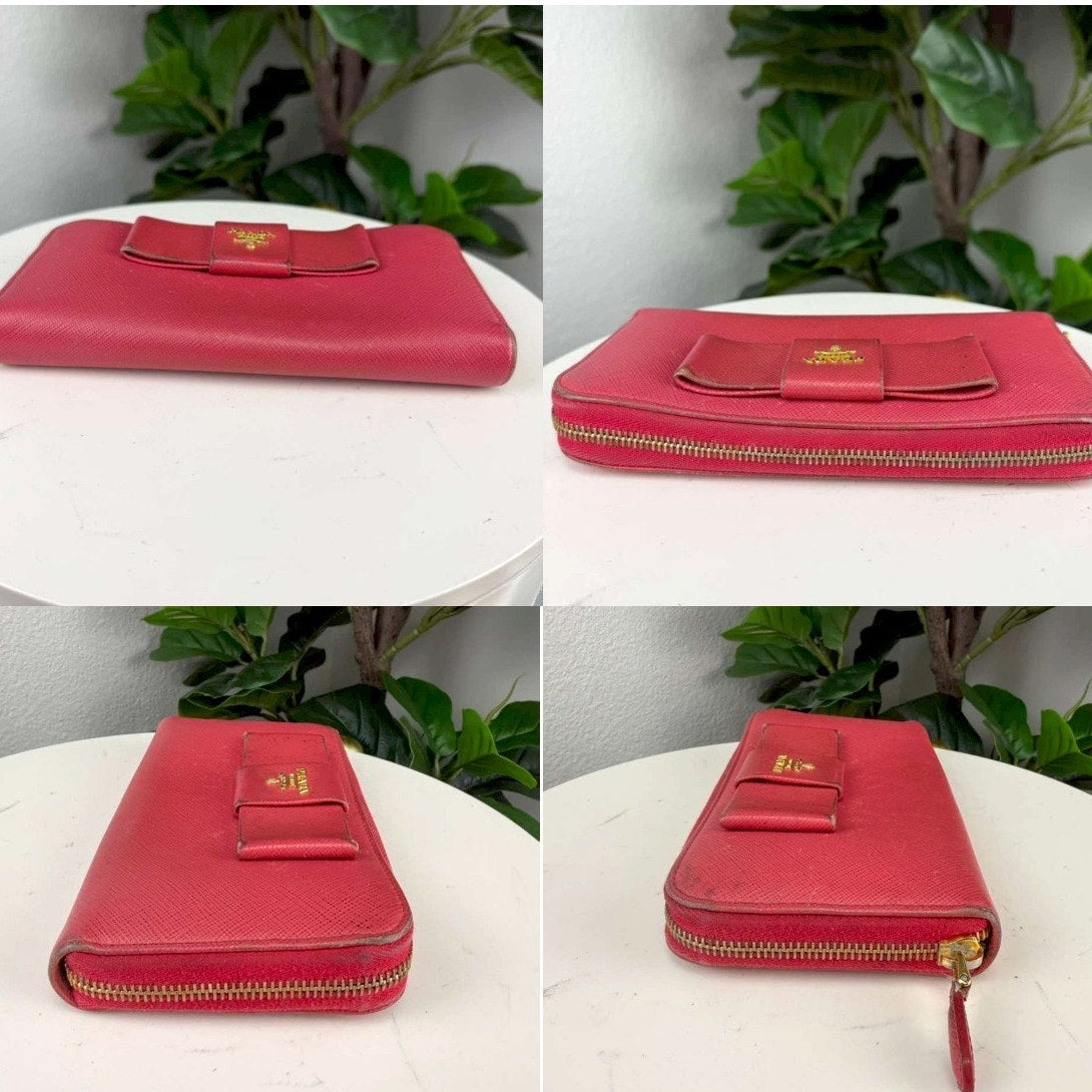 Authentic Prada Saffiano Leather Continental Zip Wallet