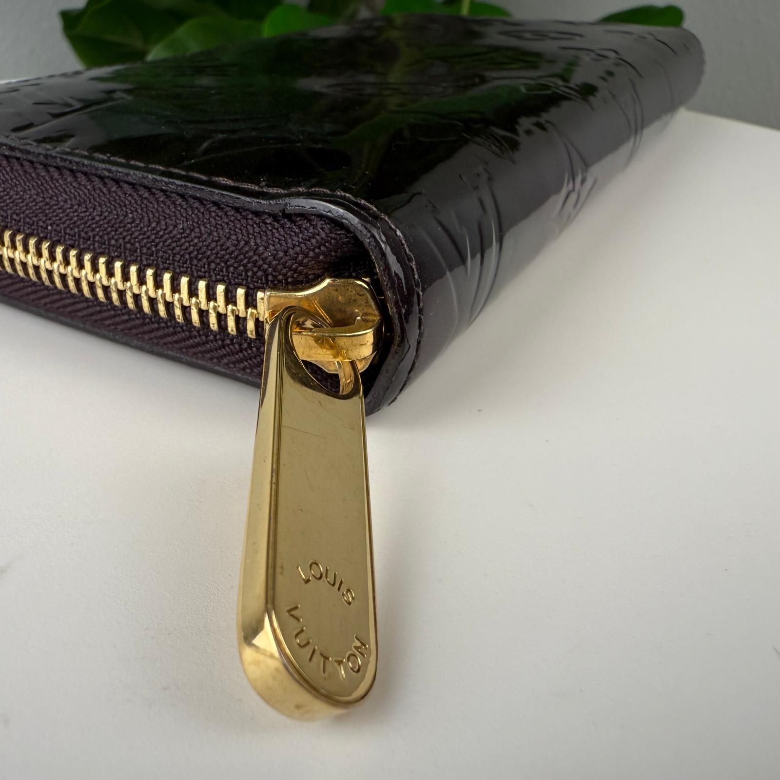 Authentic Louis Vuitton Monogram Zippy Vernis Leather Amarante Wallet