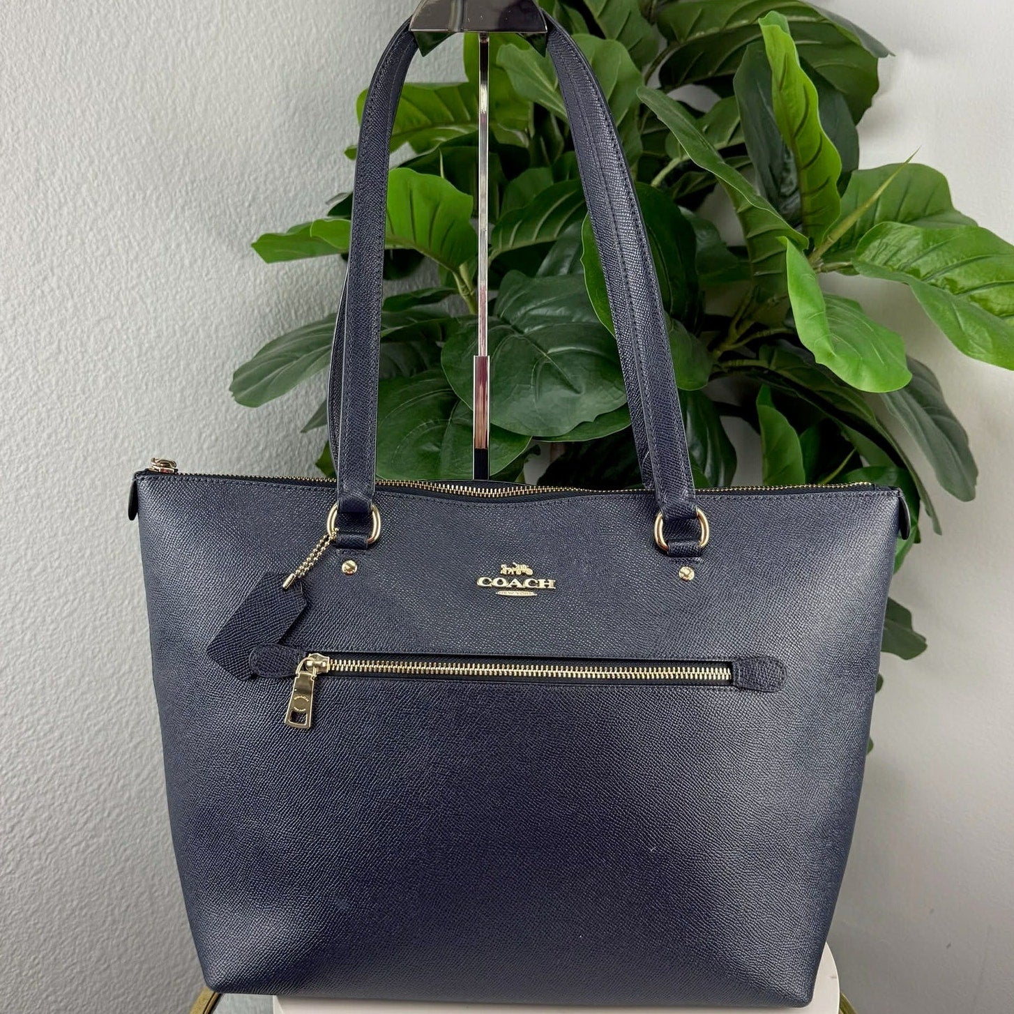 Coach Gallery Tote in Midnight Blue Crossgrain Leather | LeveLuxBag