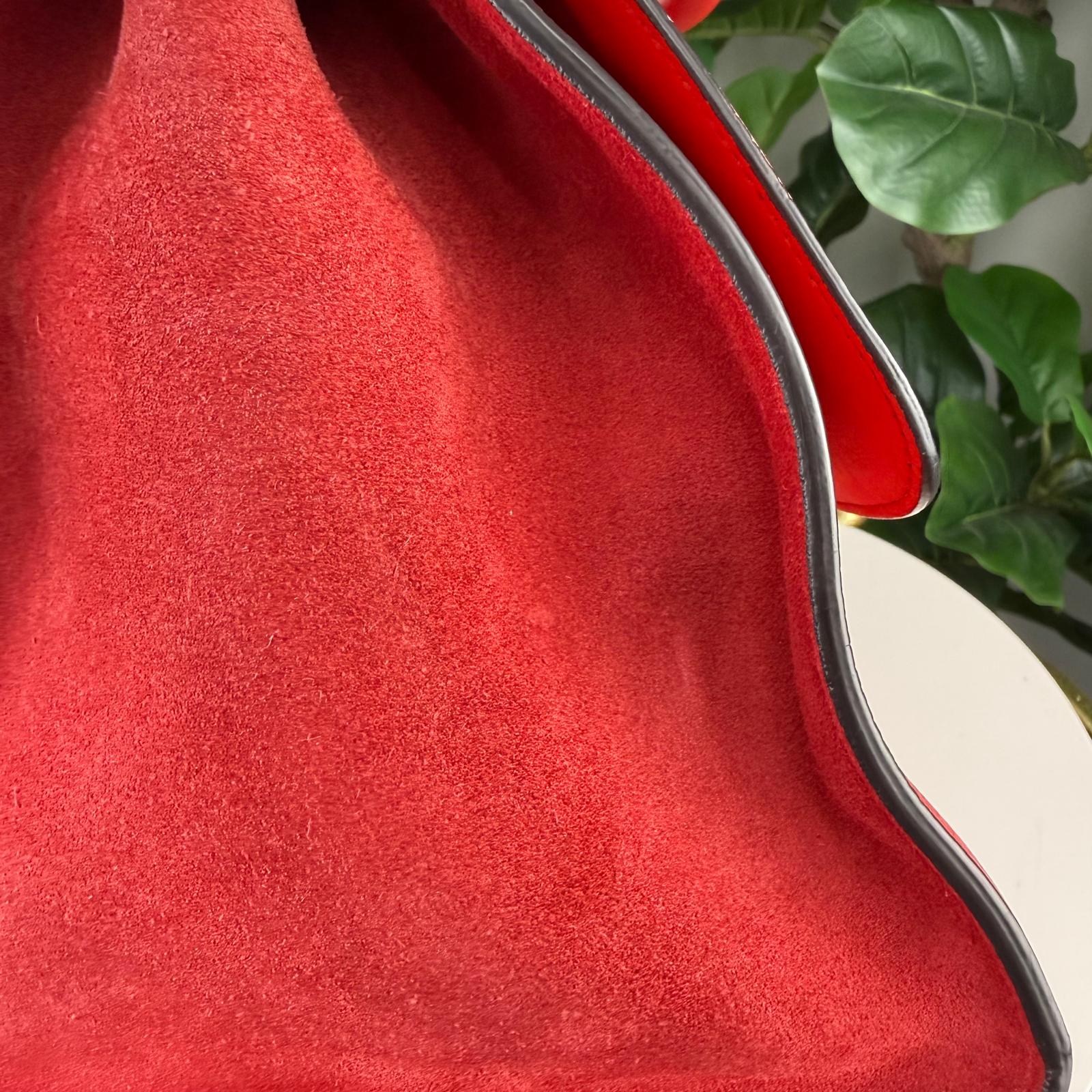 Authentic Celine Trapeze Bag Pebbled Calfskin Red