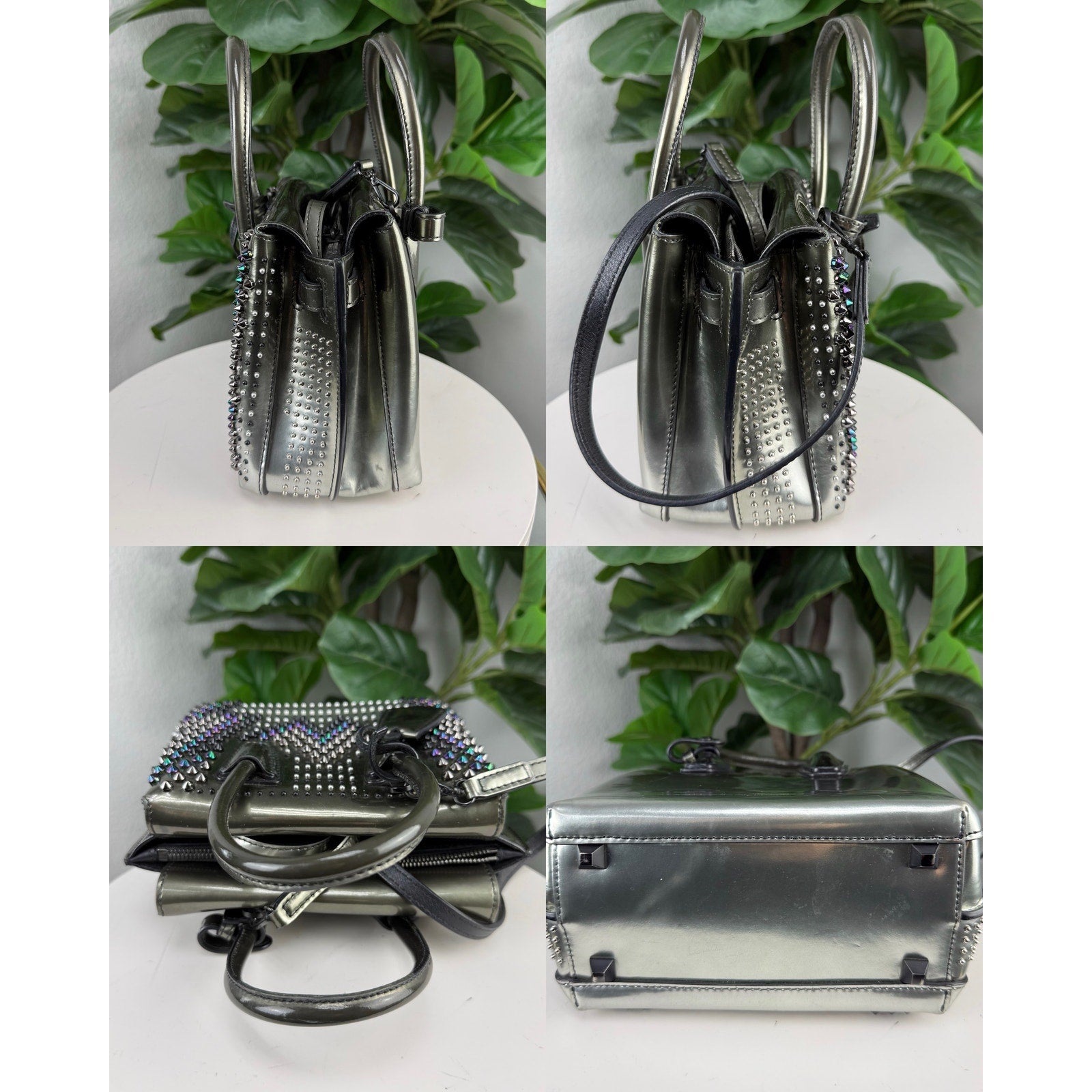 MCM Mini Milla Tote Bag Silver-Tone Cyber Studs
