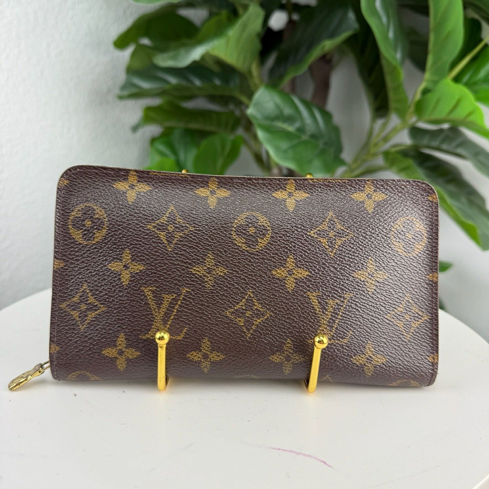 Louis Vuitton Zippy Wallet Monogram Canvas Brown Authentic Pre Owned