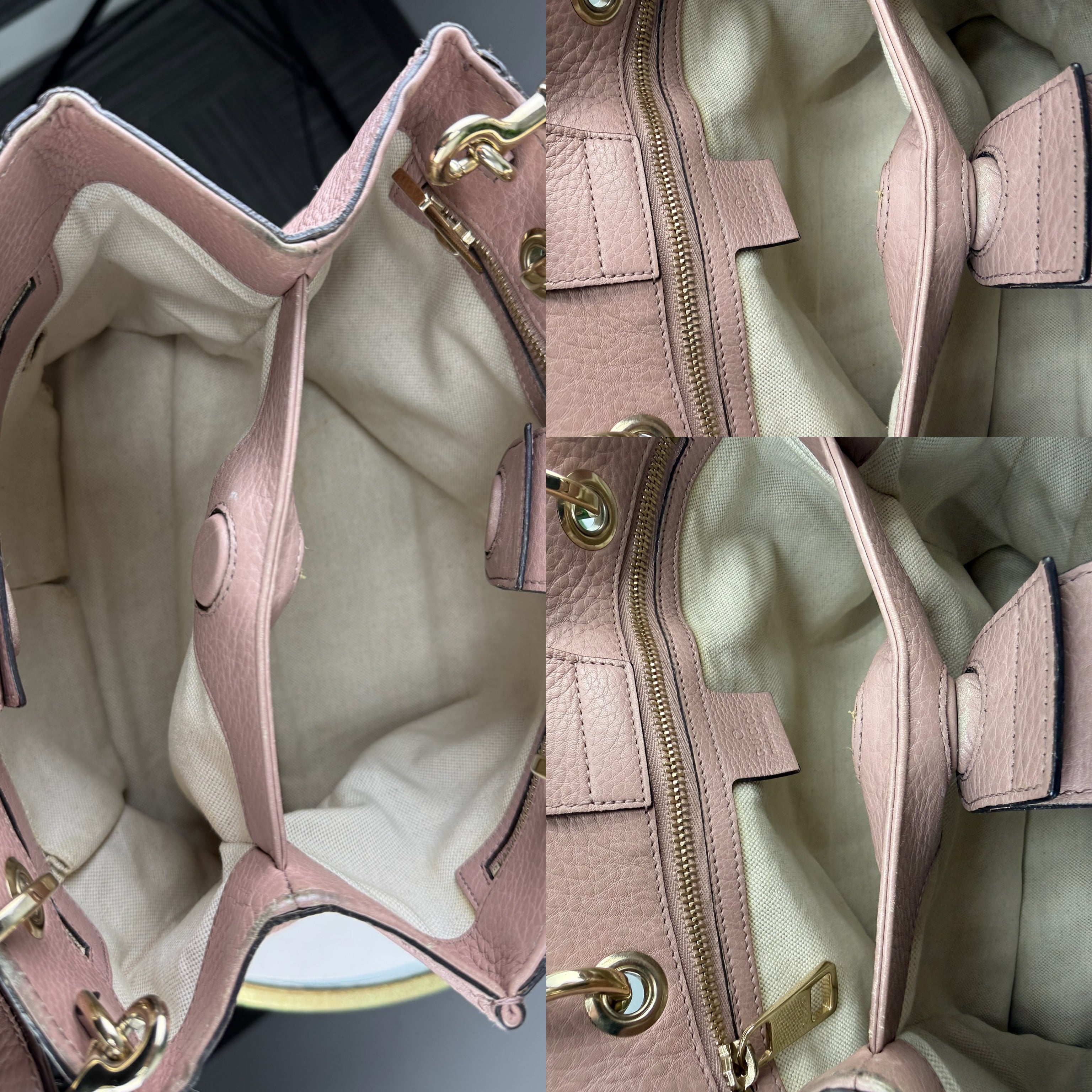 Authentic Gucci Mauve Pink Bamboo handle Dusty Rose 2-Way Bag - Certificate of Authenticity included