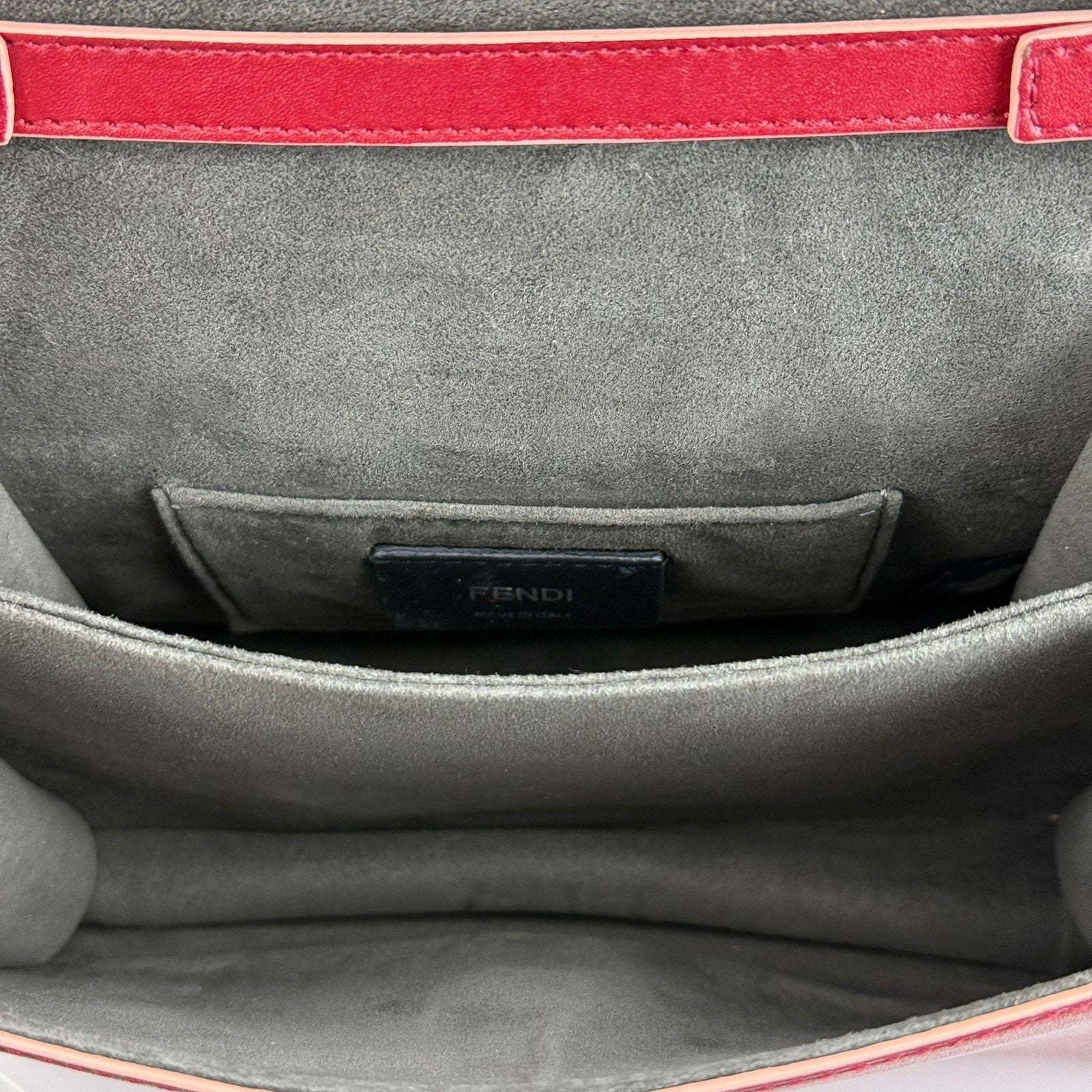 Authentic Fendi Kan I Bag Leather Small Red Shoulder Bag